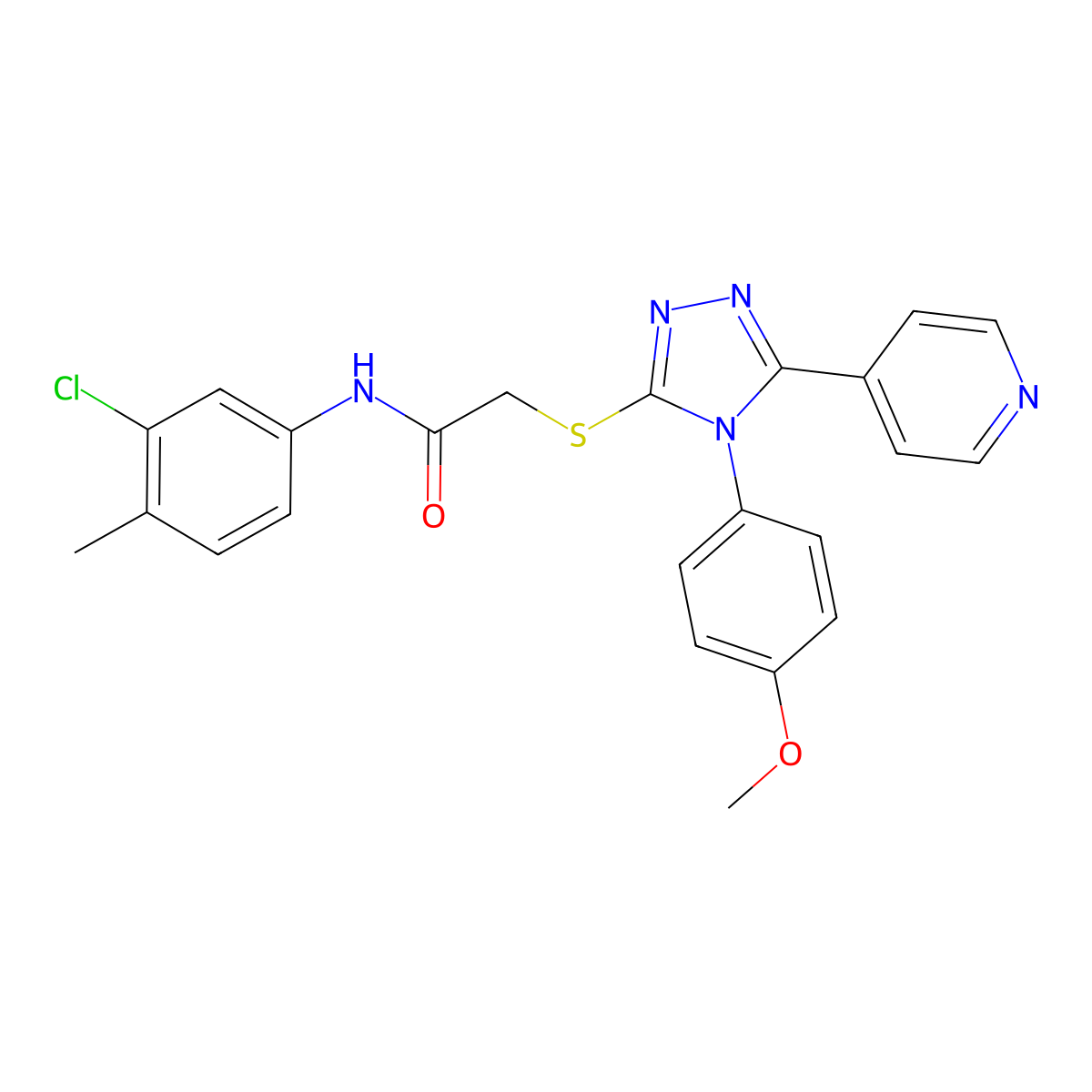N-(3-chloro-4-methylphenyl)-2-[[4-(4-methoxyphenyl)-5-pyridin-4-yl-1,2,4-triazol-3-yl]sulfanyl]acetamide molecular structure, CAS 335221-57-3