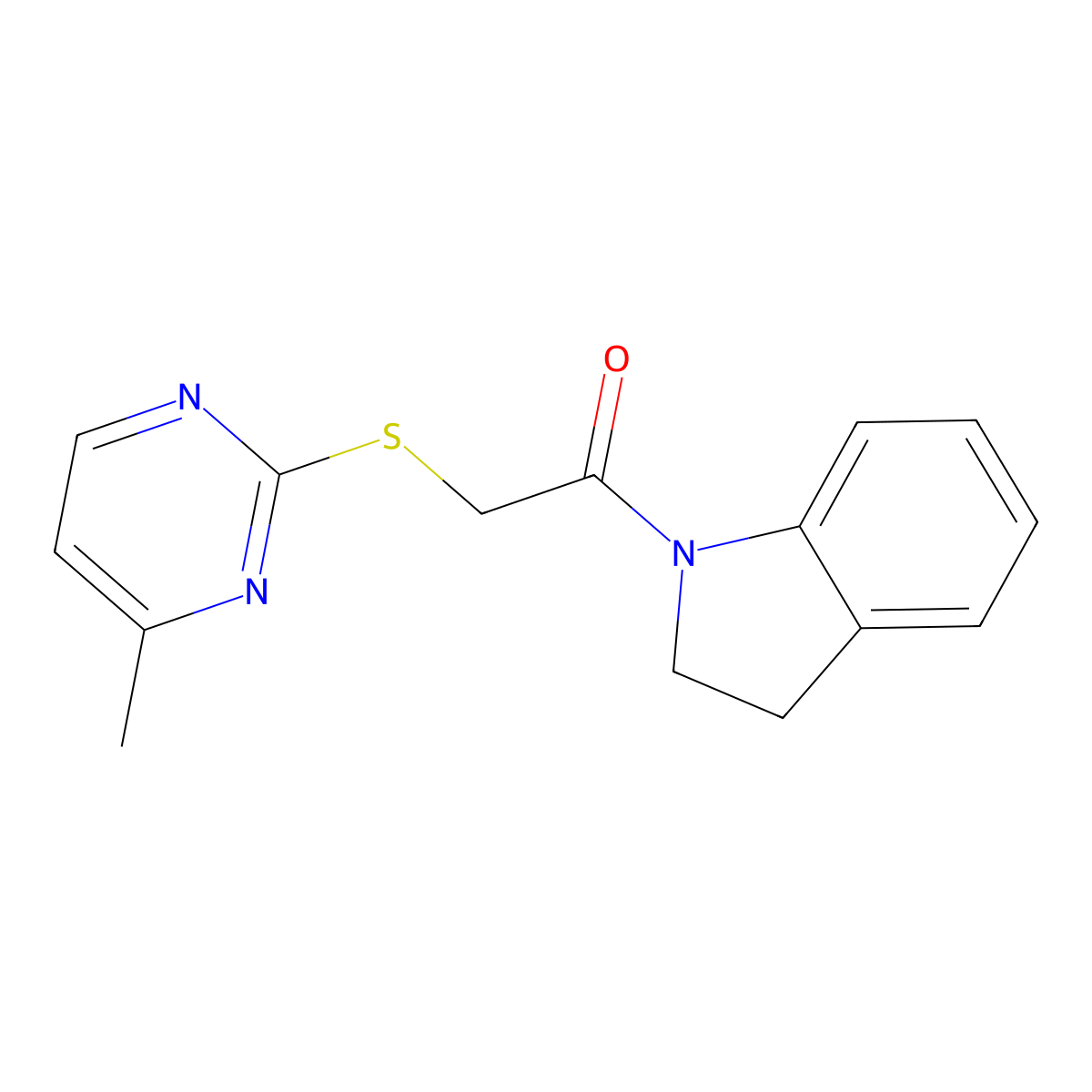 1-(2,3-Dihydroindol-1-yl)-2-(4-methylpyrimidin-2-yl)sulfanylethanone molecular structure, CAS 335222-10-1