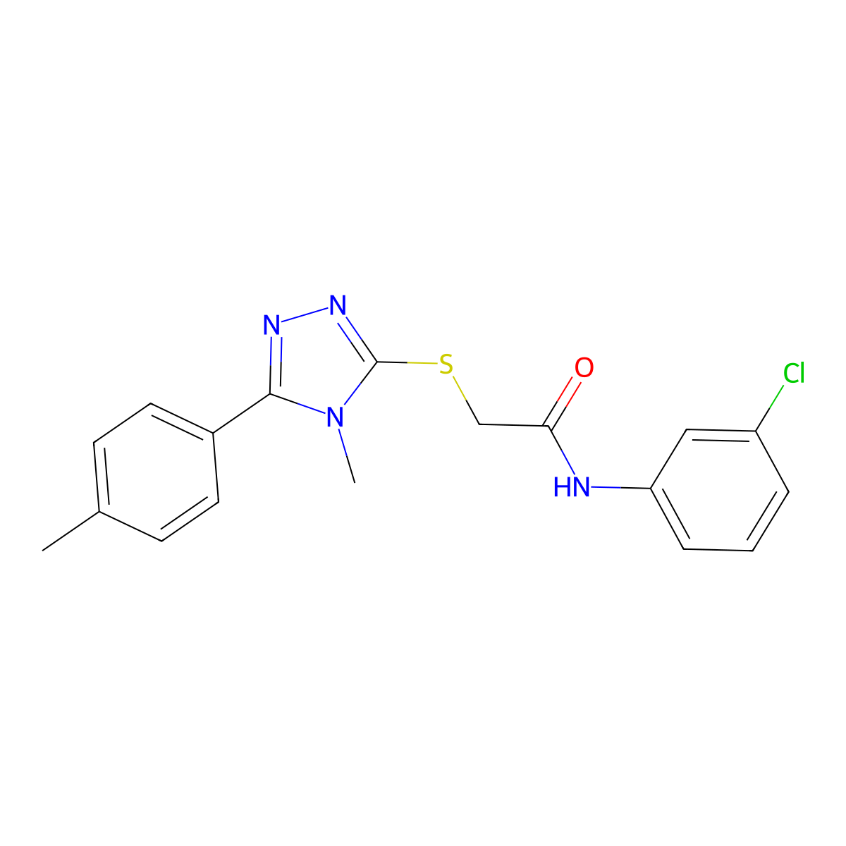 N-(3-chlorophenyl)-2-{[4-methyl-5-(4-methylphenyl)-4H-1,2,4-triazol-3-yl]sulfanyl}acetamide molecular structure, CAS 335222-53-2