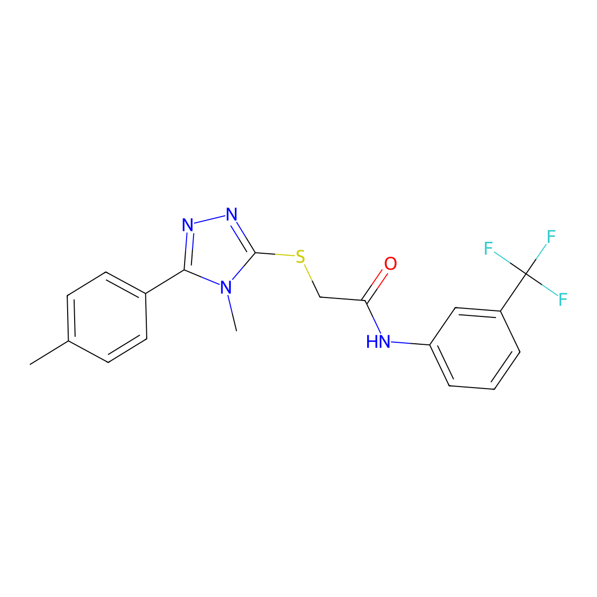 2-{[4-methyl-5-(4-methylphenyl)-4H-1,2,4-triazol-3-yl]sulfanyl}-N-[3-(trifluoromethyl)phenyl]acetamide molecular structure, CAS 335222-54-3