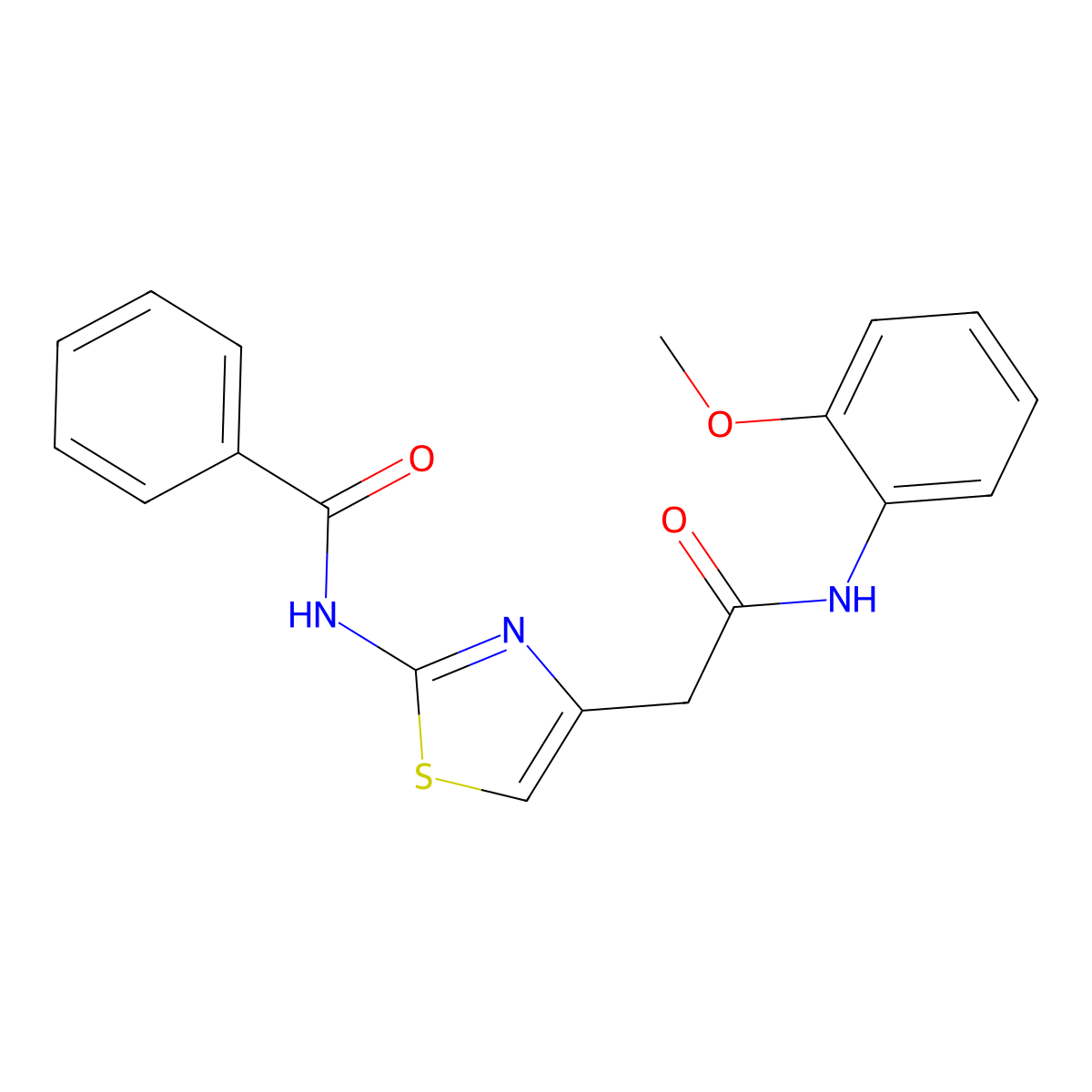 N-(4-(2-((2-methoxyphenyl)amino)-2-oxoethyl)thiazol-2-yl)benzamide molecular structure, CAS 335222-97-4