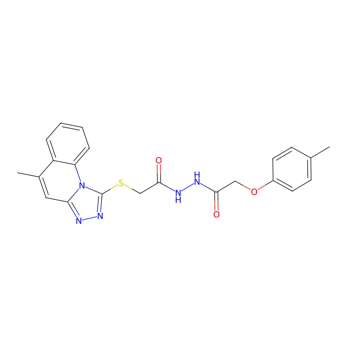2-((5-Methyl-[1,2,4]triazolo[4,3-a]quinolin-1-yl)thio)-N'-(2-(p-tolyloxy)acetyl)acetohydrazide molecular structure, CAS 335223-01-3