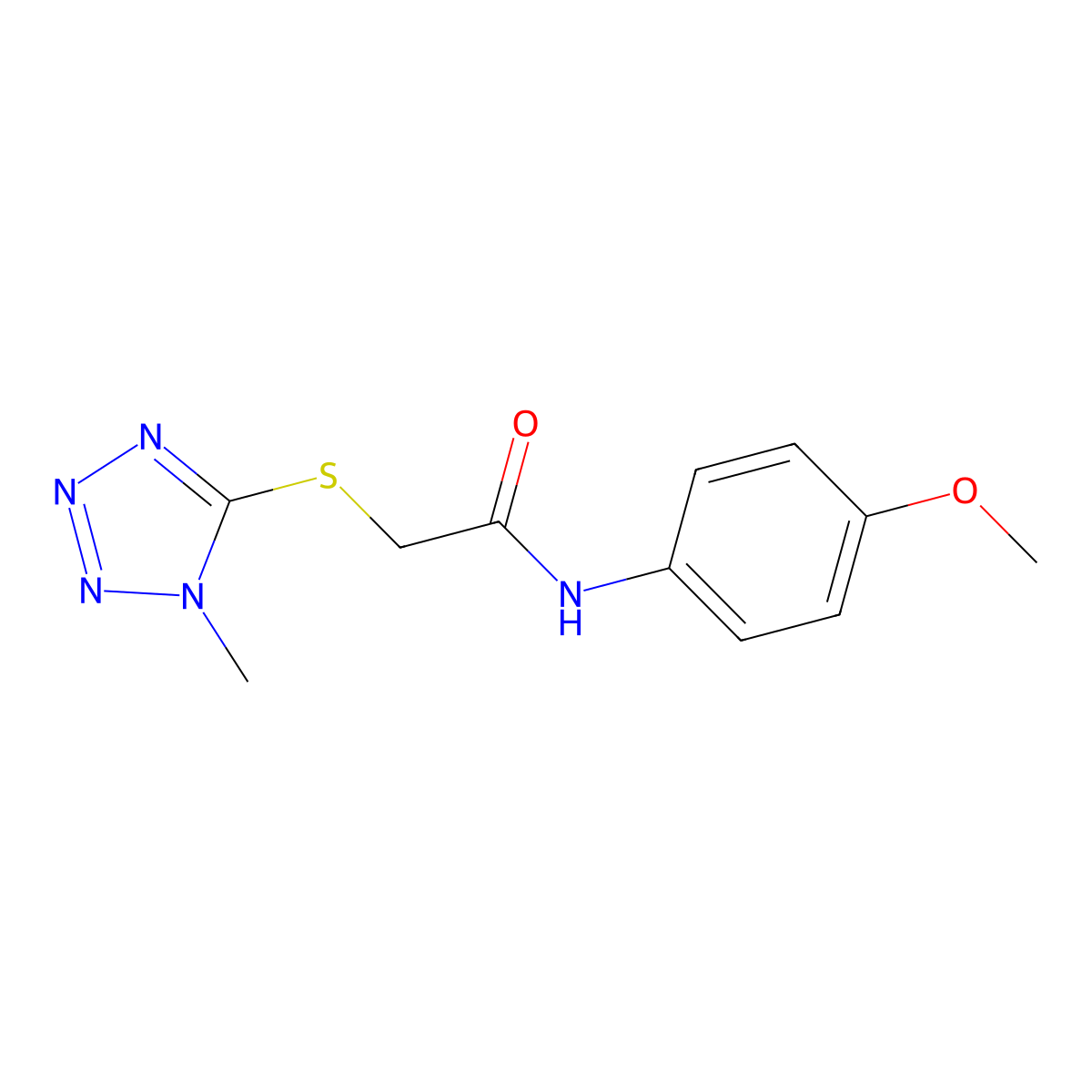 N-(4-methoxyphenyl)-2-(1-methyltetrazol-5-yl)sulfanylacetamide molecular structure, CAS 335223-24-0