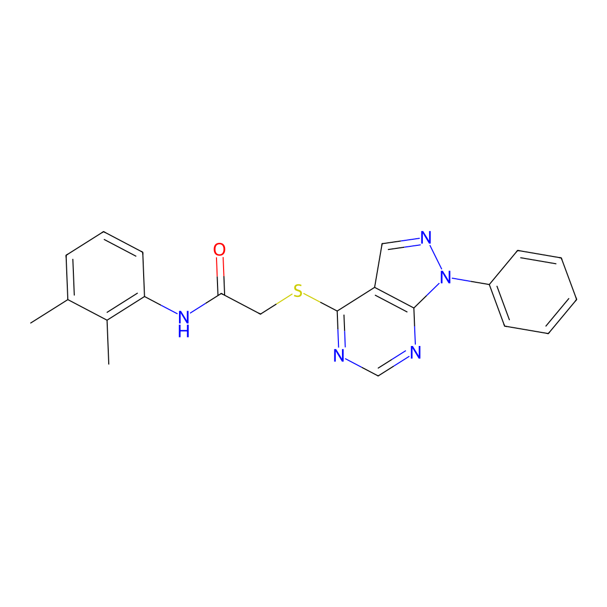 N-(2,3-dimethylphenyl)-2-(1-phenylpyrazolo[3,4-d]pyrimidin-4-yl)sulfanylacetamide molecular structure, CAS 335223-57-9