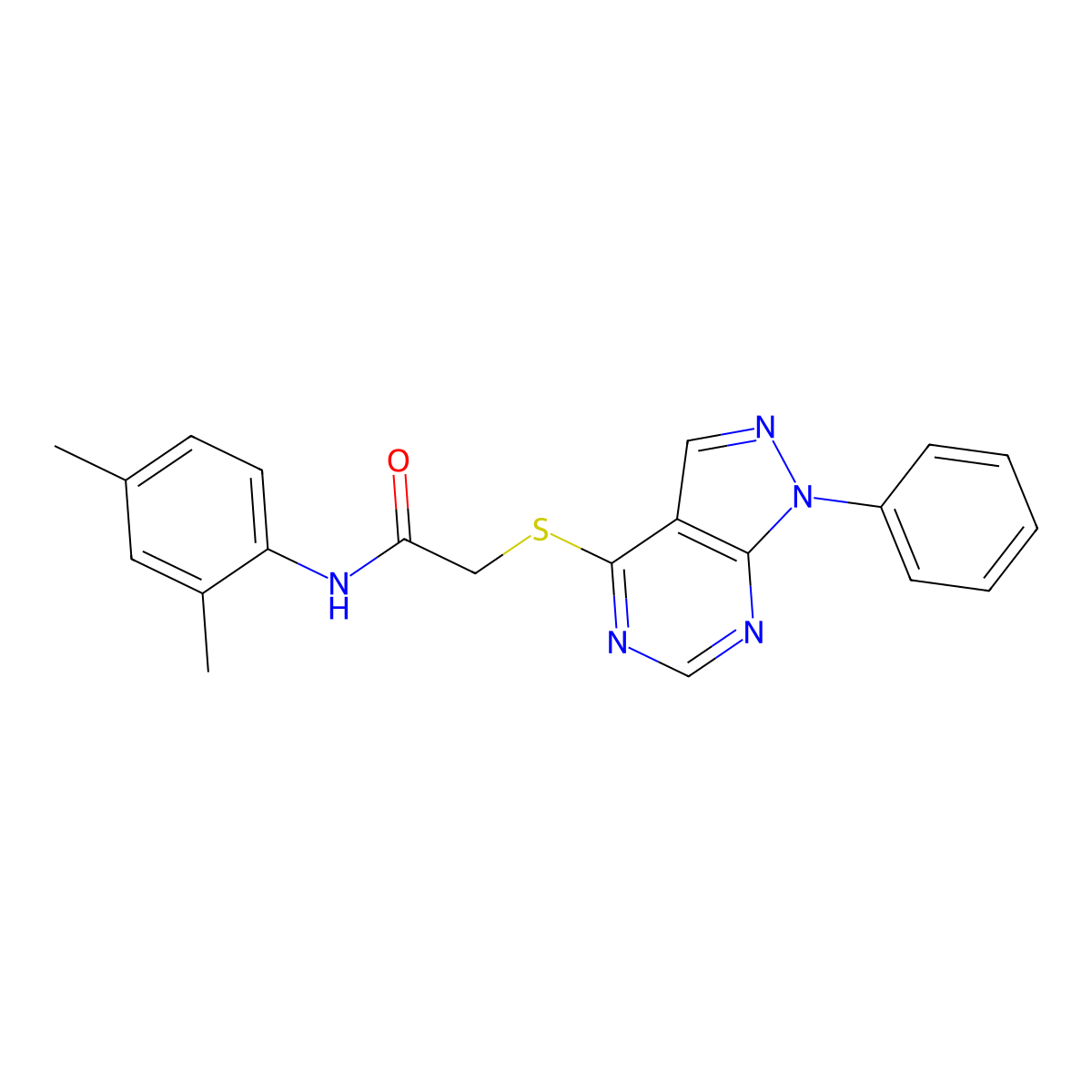 N-(2,4-dimethylphenyl)-2-(1-phenylpyrazolo[3,4-d]pyrimidin-4-yl)sulfanylacetamide molecular structure, CAS 335223-61-5