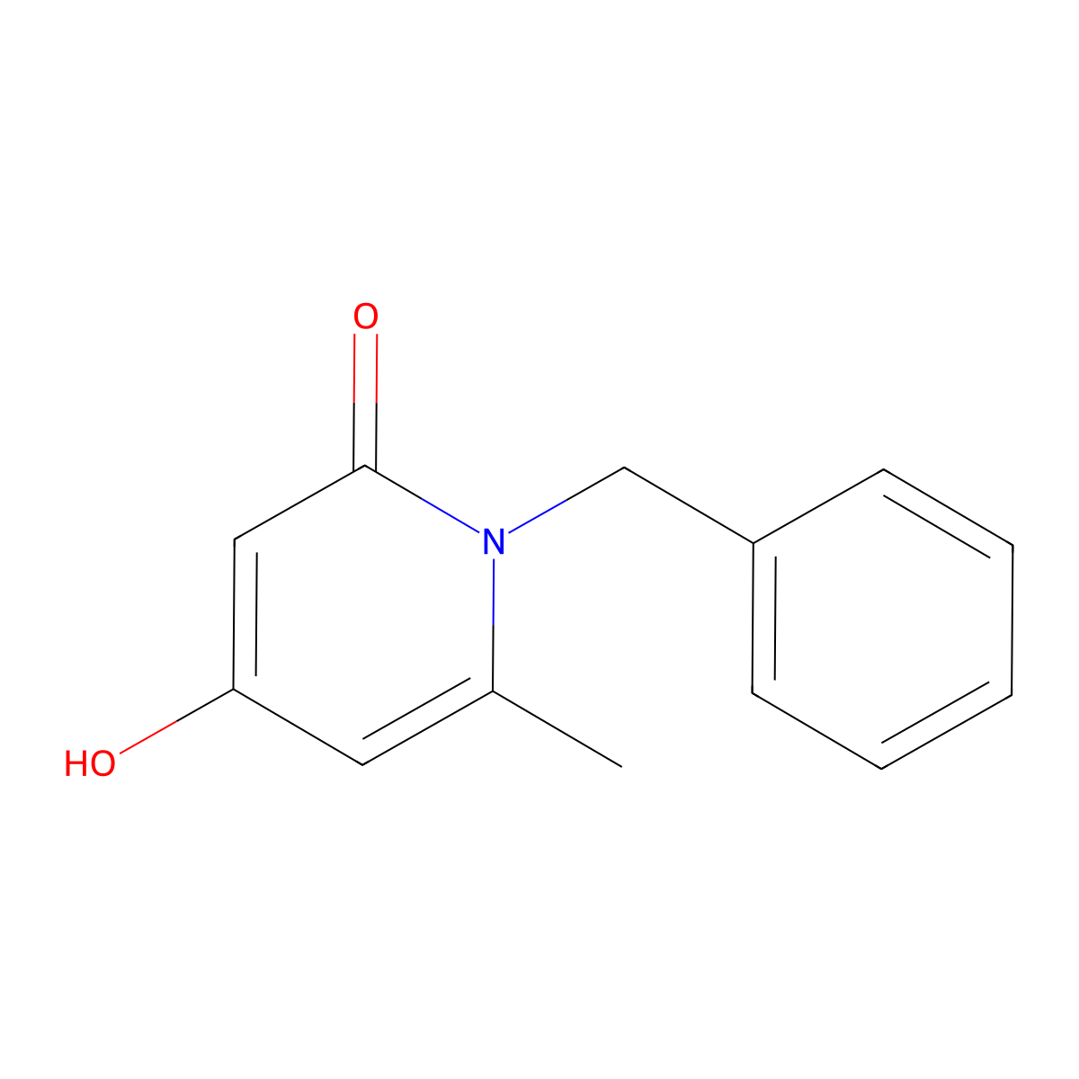1-benzyl-4-hydroxy-6-methylpyridin-2(1H)-one molecular structure, CAS 33524-79-7