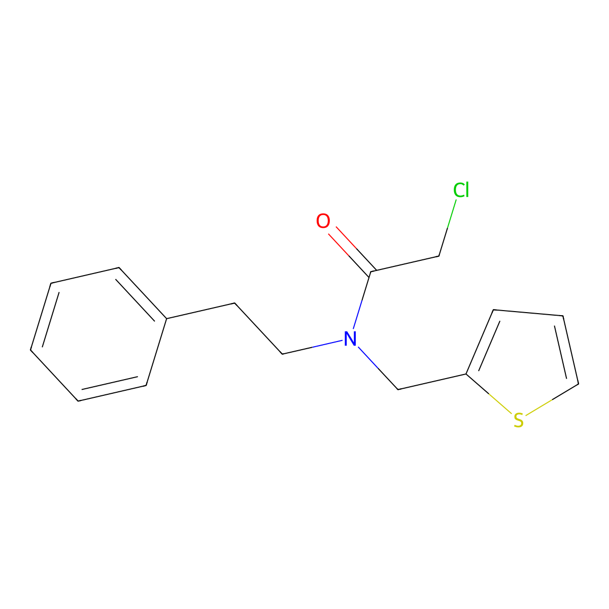 2-chloro-N-(2-phenylethyl)-N-(thiophen-2-ylmethyl)acetamide molecular structure, CAS 335251-02-0