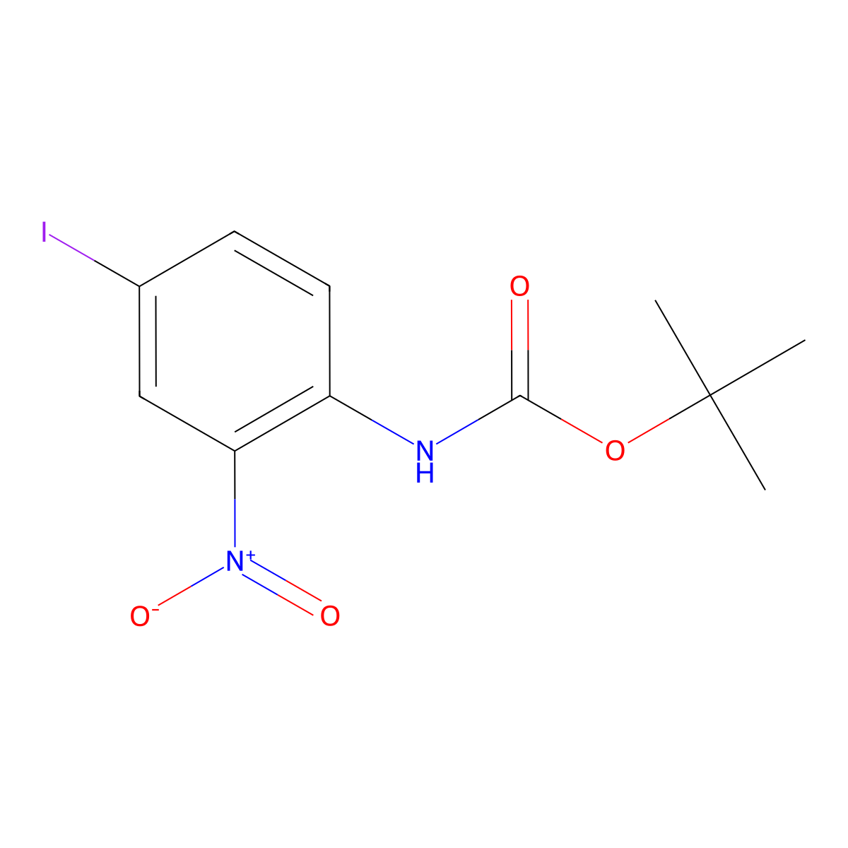 Tert-butyl (4-iodo-2-nitrophenyl)carbamate molecular structure, CAS 335254-69-8