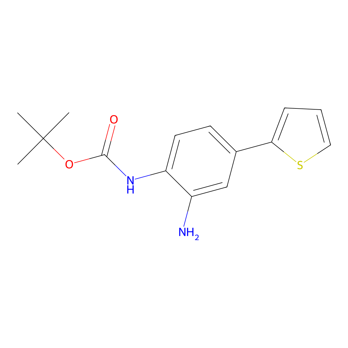 tert-Butyl (2-amino-4-(thiophen-2-yl)phenyl)carbamate molecular structure, CAS 335255-43-1