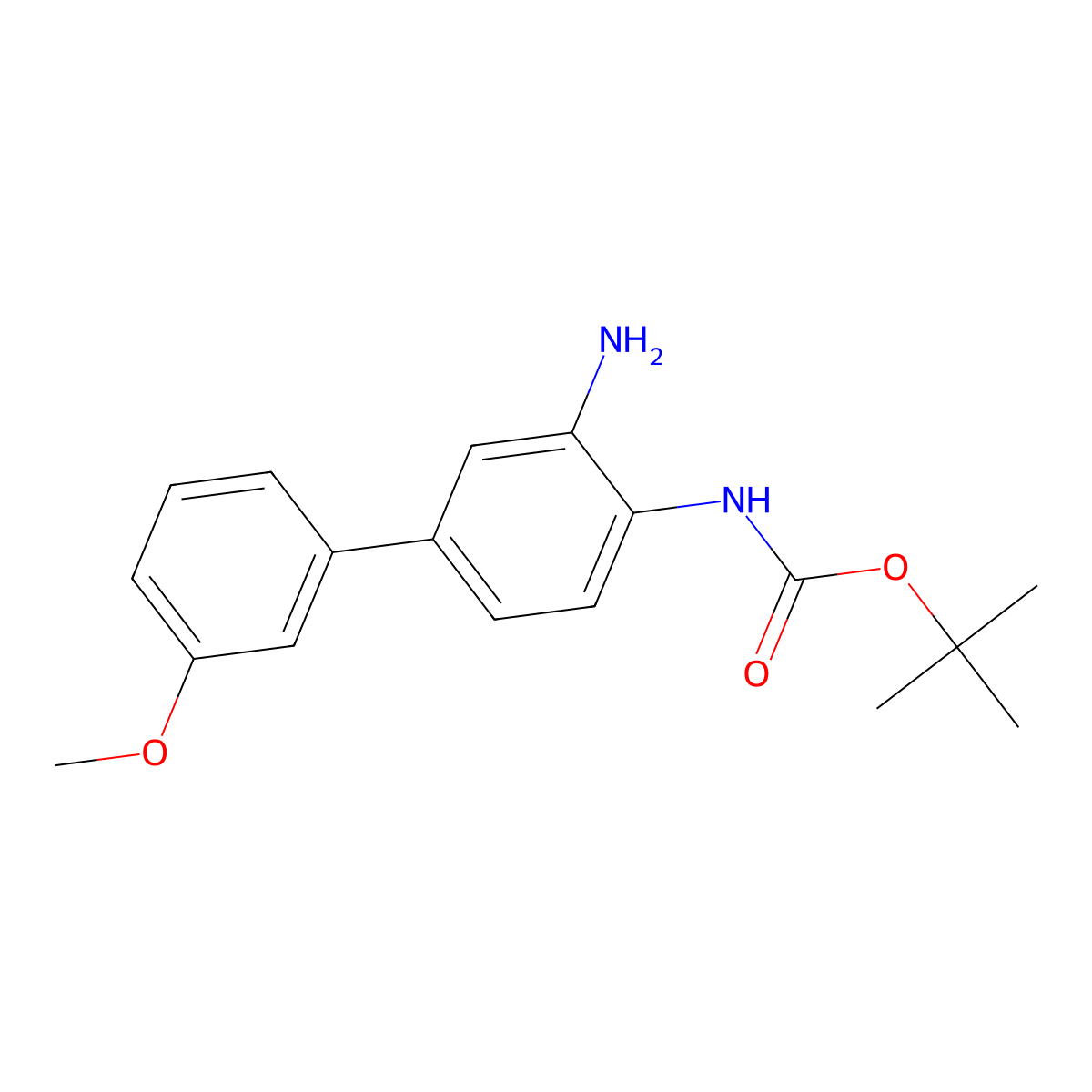 Carbamic acid,(3-amino-3'-methoxy[1,1'-biphenyl]-4-yl)-,1,1-dimethylethyl ester molecular structure, CAS 335255-50-0