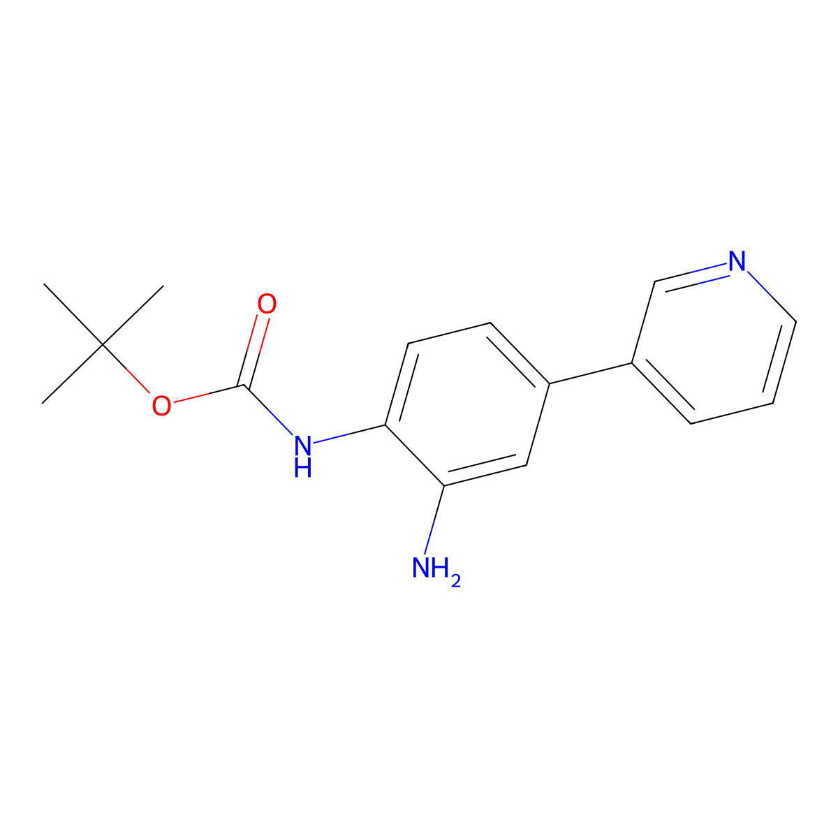 Tert-butyl 2-amino-4-(pyridin-3-yl)phenylcarbamate molecular structure, CAS 335255-51-1
