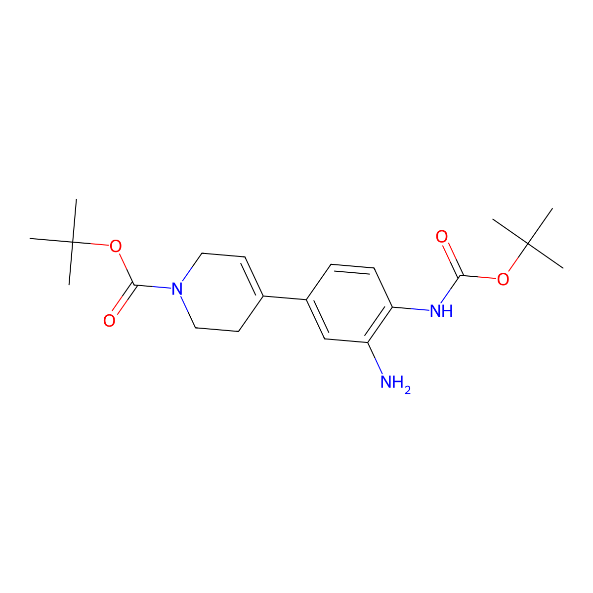 1(2h)-Pyridinecarboxylic acid,4-[3-amino-4-[[(1,1-dimethylethoxy)carbonyl]amino]phenyl]-3,6-dihydro-,1,1-dimethylethyl ester molecular structure, CAS 335255-54-4