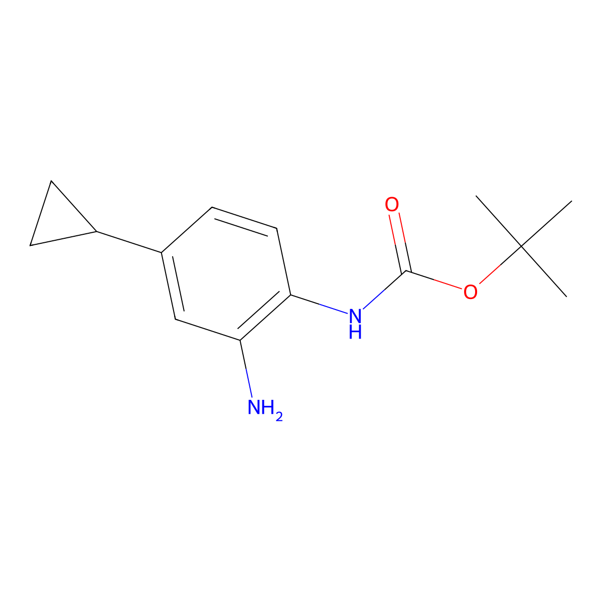 (2-Amino-4-cyclopropyl-phenyl)-carbamic acid tert-butyl ester molecular structure, CAS 335255-76-0