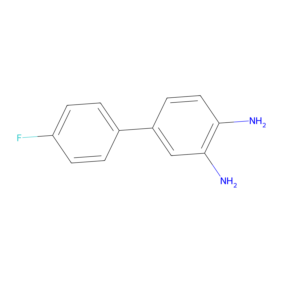 [1,1'-Biphenyl]-3,4-diamine, 4'-fluoro- molecular structure, CAS 335259-27-3