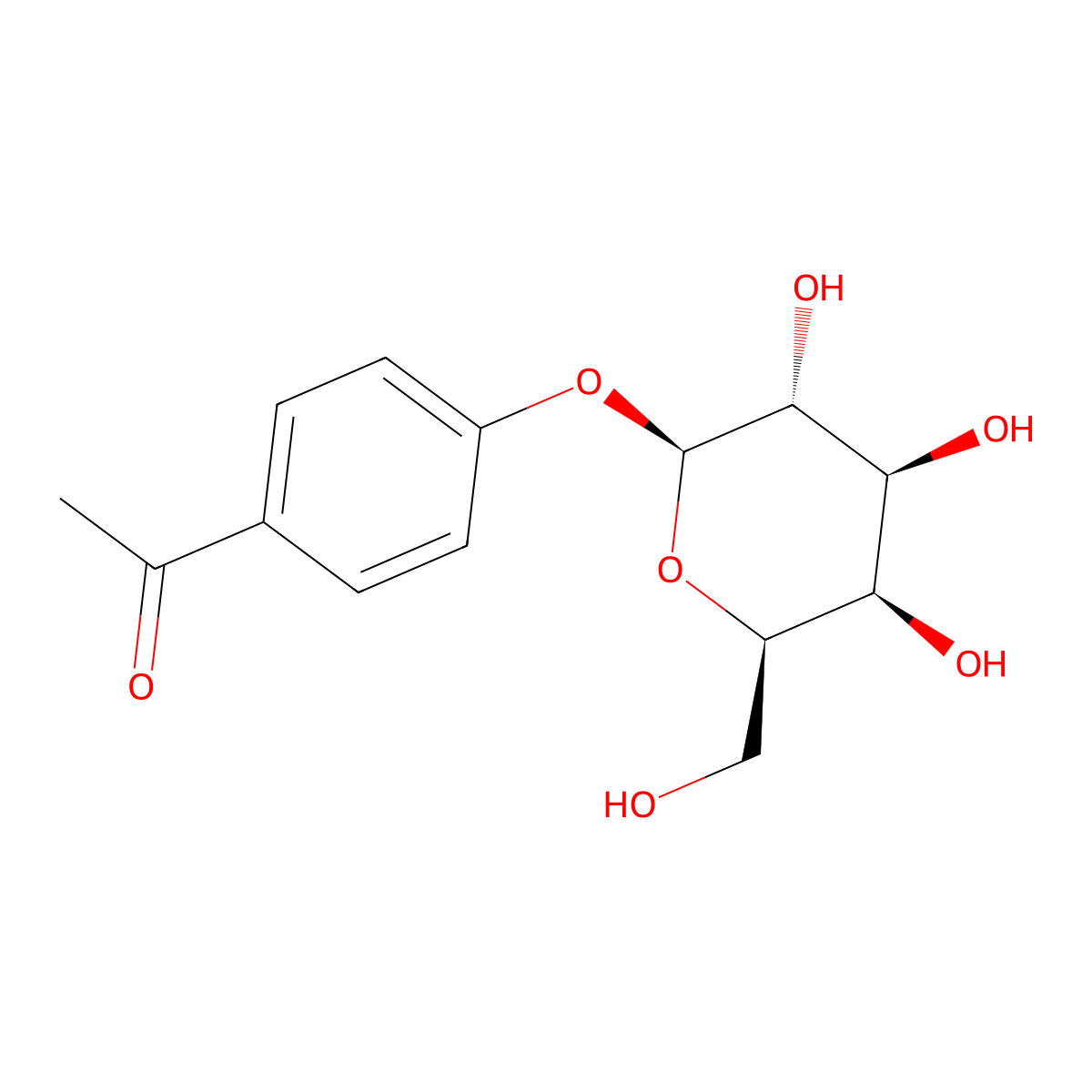 1-(4-{[(2S,3R,4S,5R,6R)-3,4,5-trihydroxy-6-(hydroxymethyl)oxan-2-yl]oxy}phenyl)ethan-1-one molecular structure, CAS 33526-72-6