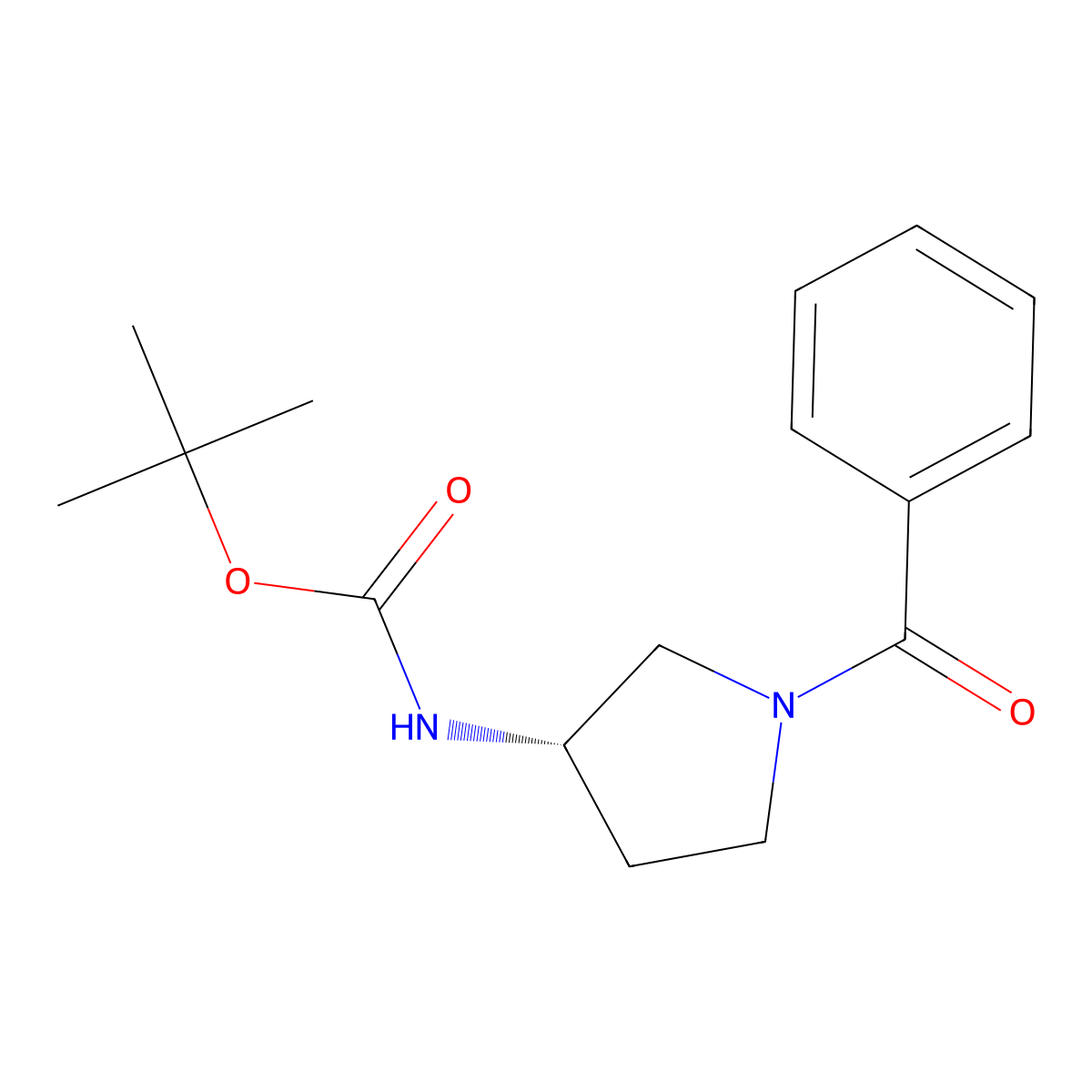 (S)-tert-Butyl 1-benzoylpyrrolidin-3-ylcarbamate molecular structure, CAS 335280-43-8