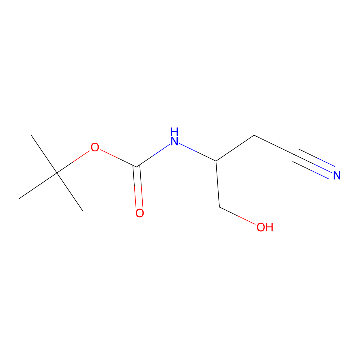 tert-butyl N-[(1S)-1-(cyanomethyl)-2-hydroxy-ethyl]carbamate molecular structure, CAS 335280-58-5