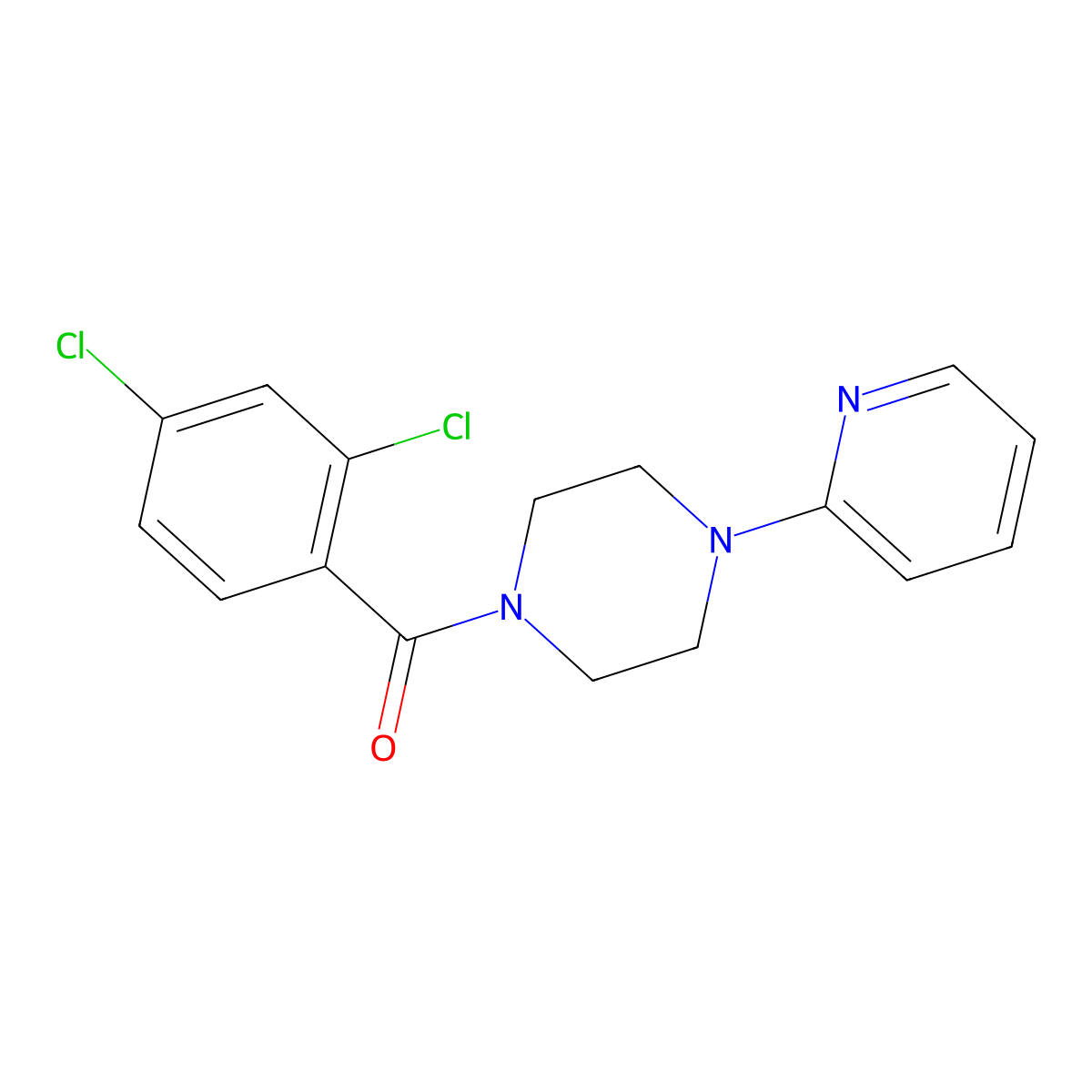 (2,4-Dichlorophenyl)-(4-pyridin-2-ylpiperazin-1-yl)methanone molecular structure, CAS 335282-36-5