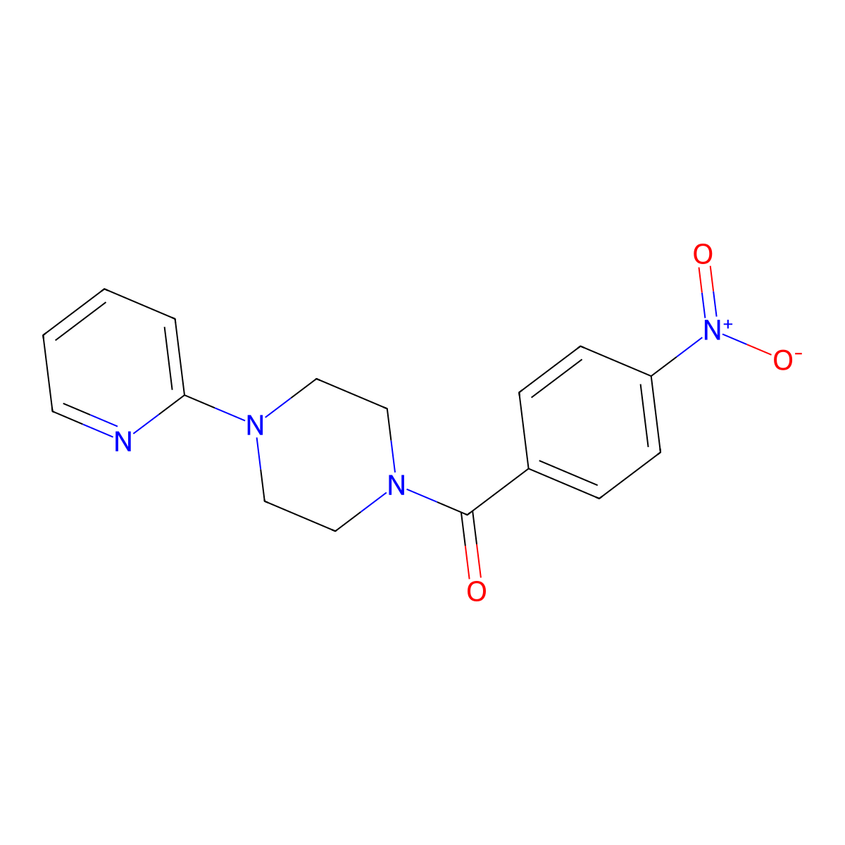(4-Nitrophenyl)-(4-pyridin-2-ylpiperazin-1-yl)methanone molecular structure, CAS 335282-39-8