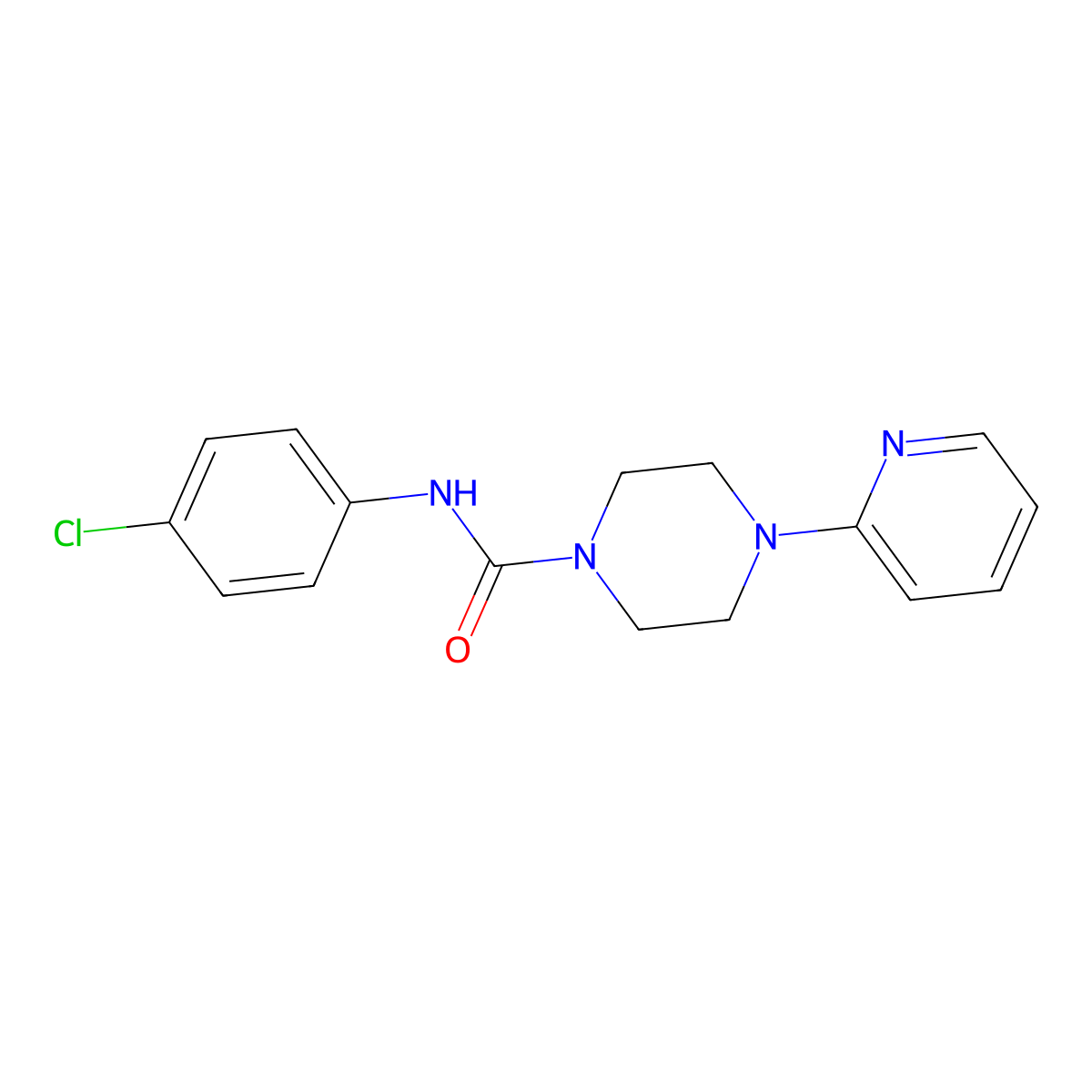 N-(4-chlorophenyl)-4-(pyridin-2-yl)piperazine-1-carboxamide molecular structure, CAS 335282-62-7