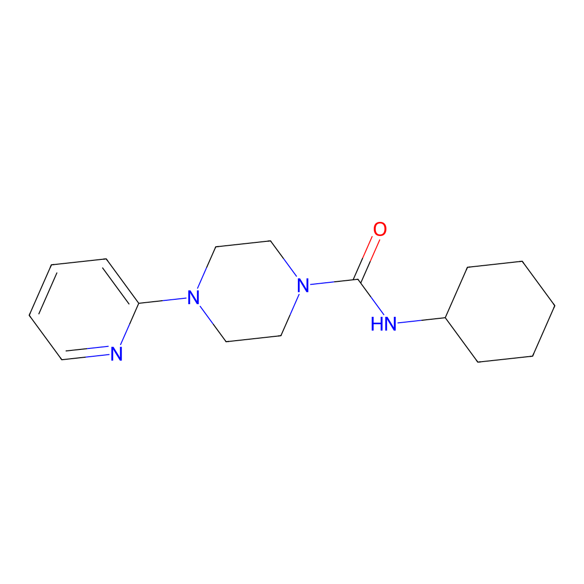 N-cyclohexyl-4-pyridin-2-ylpiperazine-1-carboxamide molecular structure, CAS 335282-65-0