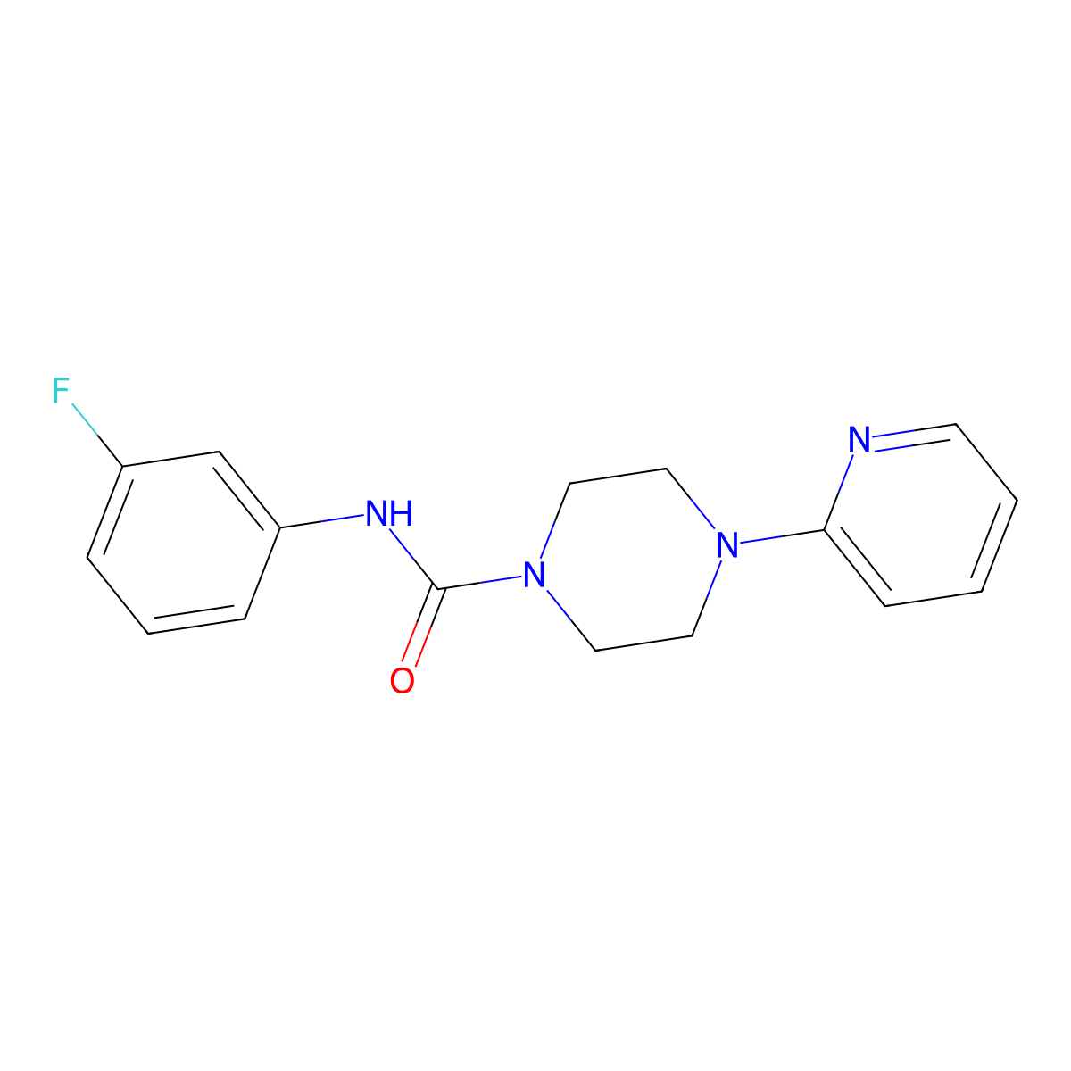 N-(3-fluorophenyl)-4-(pyridin-2-yl)piperazine-1-carboxamide molecular structure, CAS 335282-73-0
