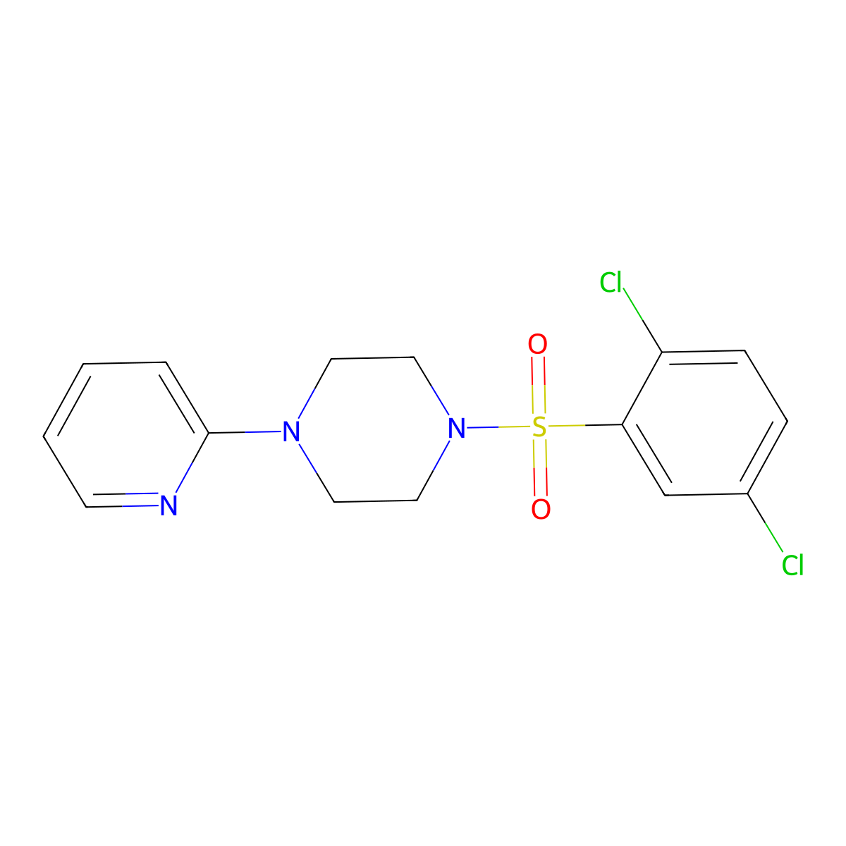 1,4-Dichloro-2-((4-(2-pyridyl)piperazinyl)sulfonyl)benzene molecular structure, CAS 335282-91-2