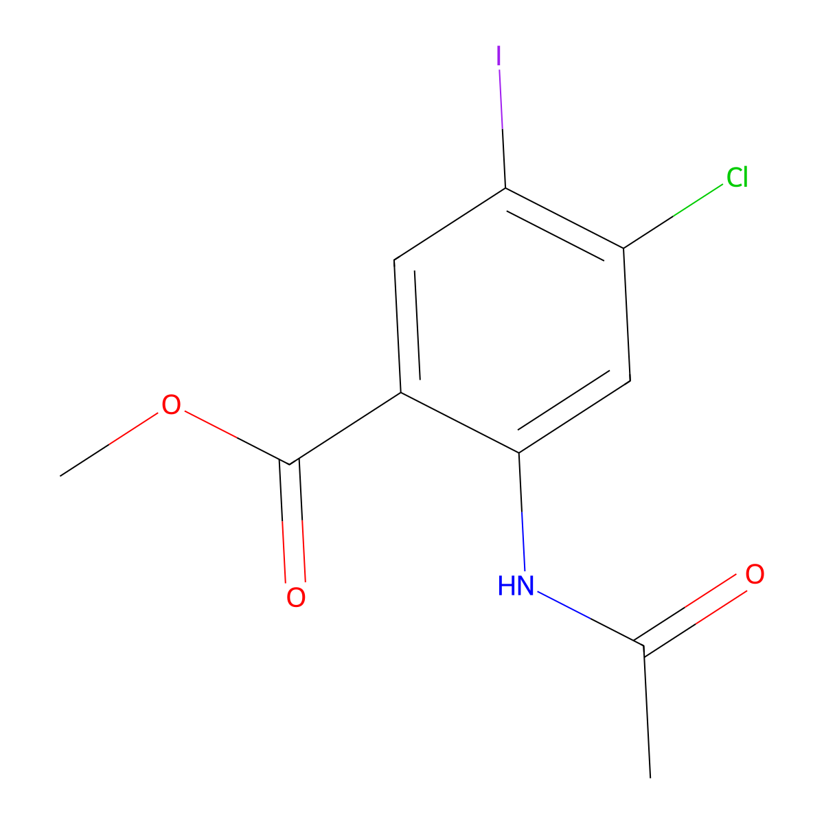Methyl 2-acetamido-4-chloro-5-iodobenzoate molecular structure, CAS 335293-21-5