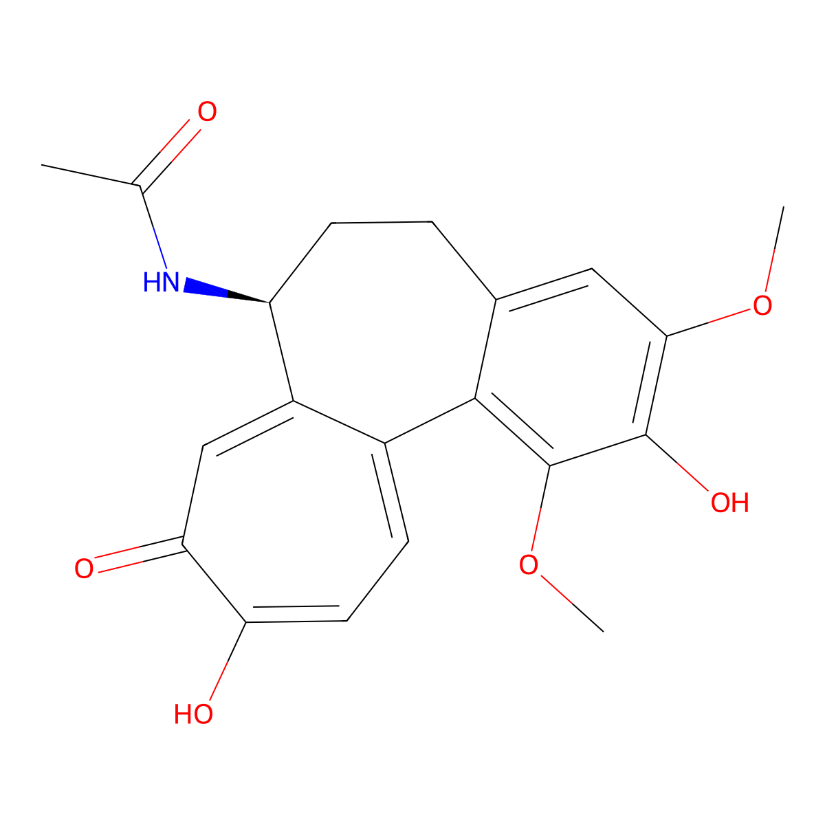 Acetamide, N-(5,6,7,9-tetrahydro-2,10-dihydroxy-1,3-dimethoxy-9-oxobenzo(a)heptalen-7-yl)-, (S)- molecular structure, CAS 33530-04-0