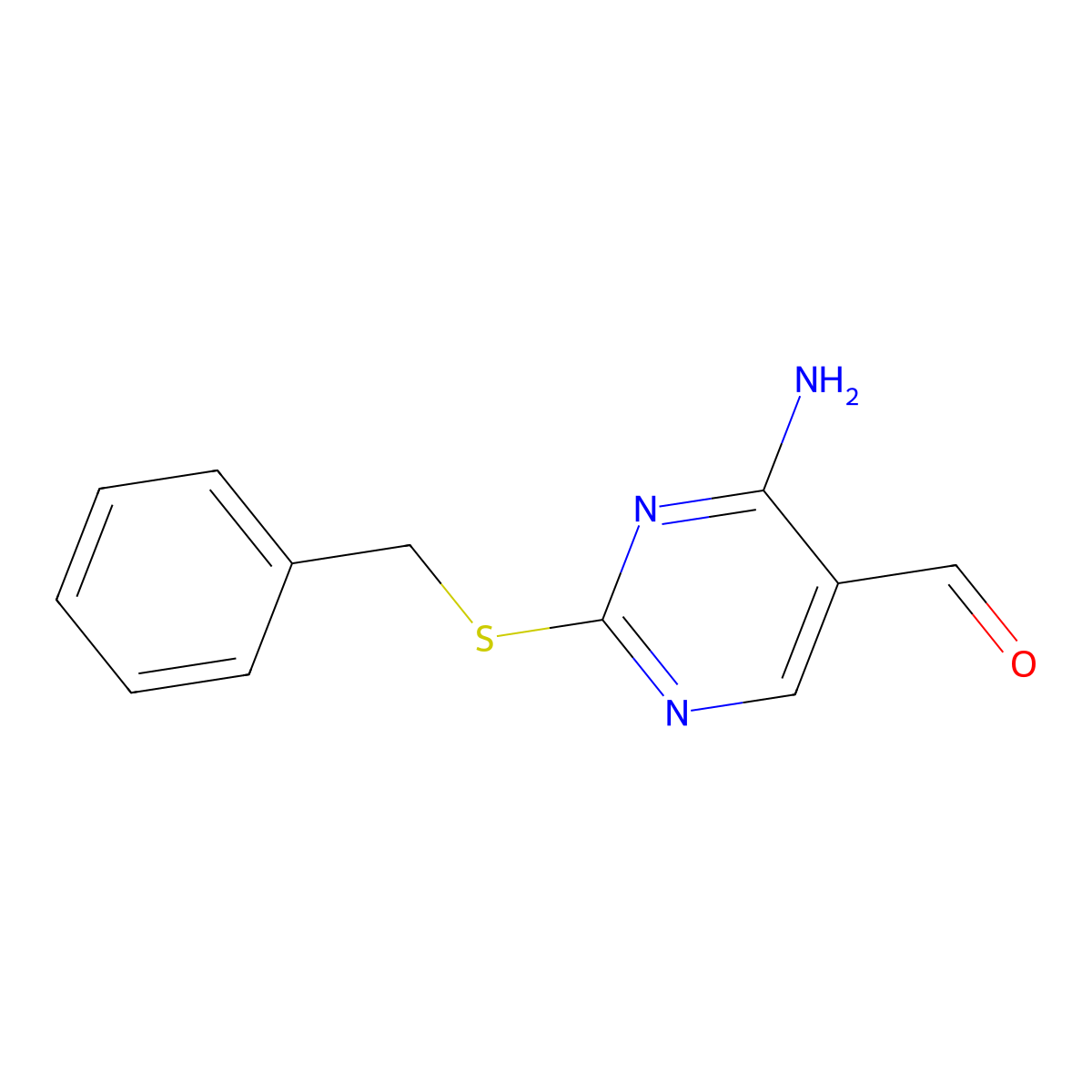 4-Amino-2-benzylsulfanyl-pyrimidine-5-carbaldehyde molecular structure, CAS 335318-29-1