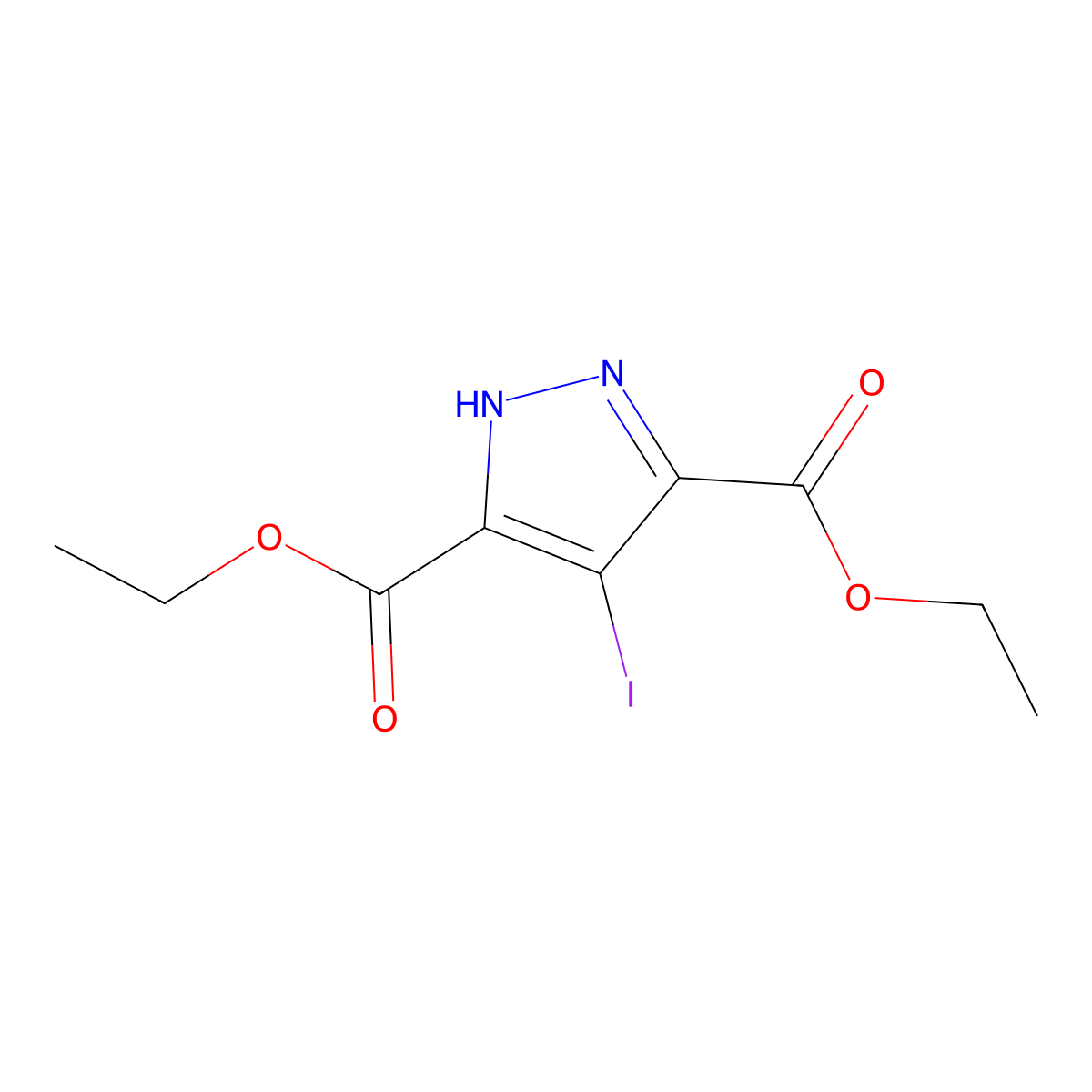 3,5-diethyl 4-iodo-1H-pyrazole-3,5-dicarboxylate molecular structure, CAS 335349-54-7