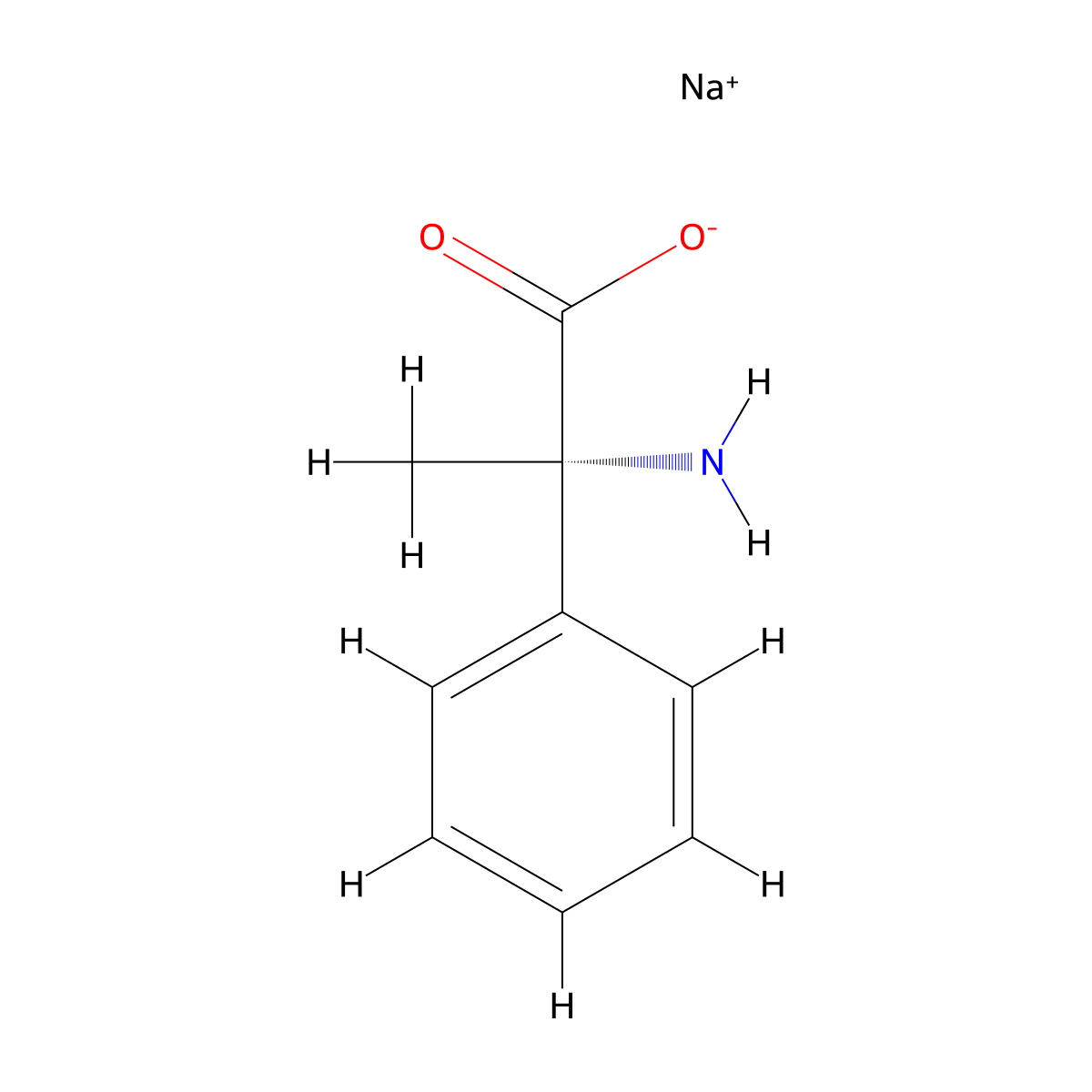 Sodium (2S)-2-amino-2-phenylpropanoate molecular structure, CAS 335377-40-7