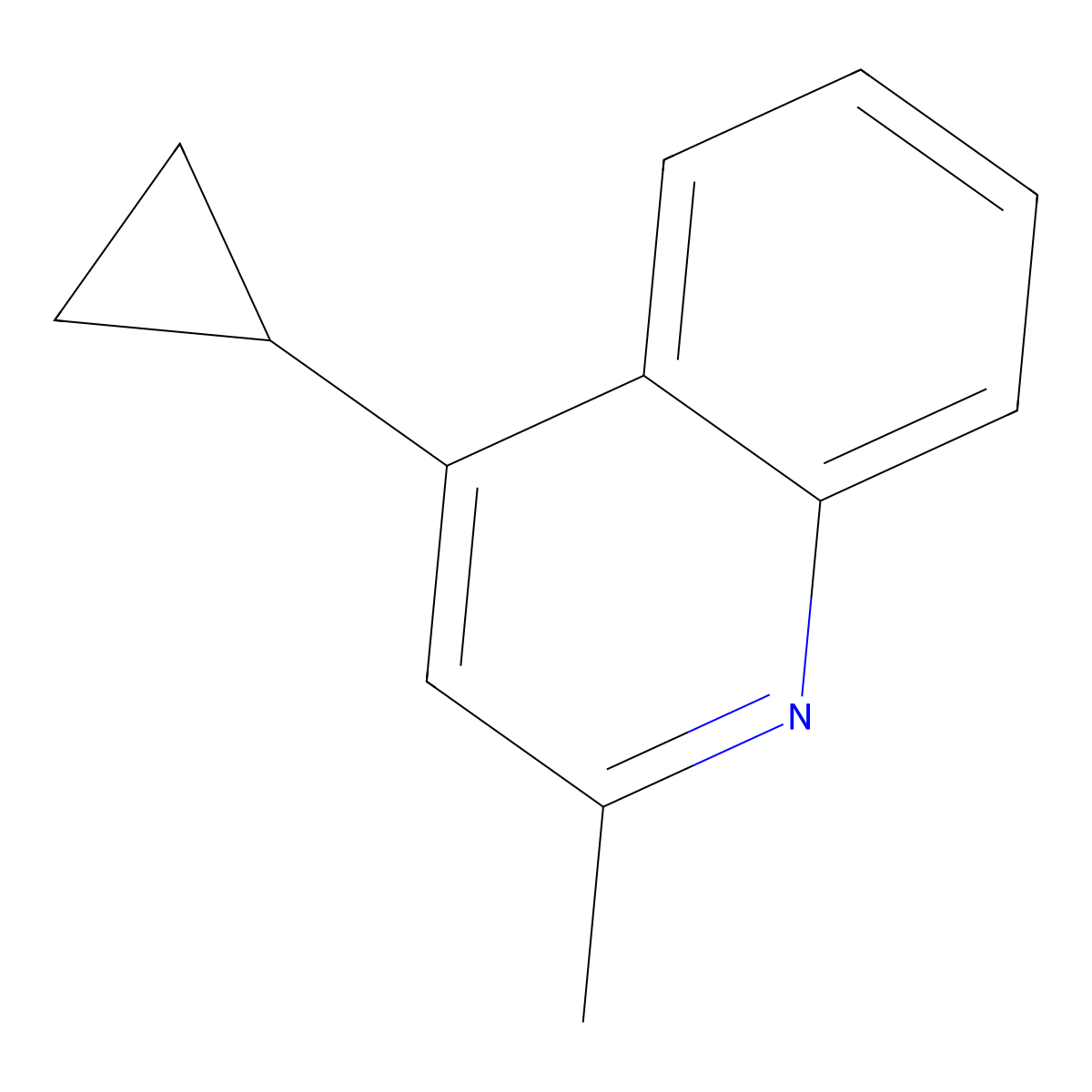4-Cyclopropyl-2-methylquinoline molecular structure, CAS 33538-12-4