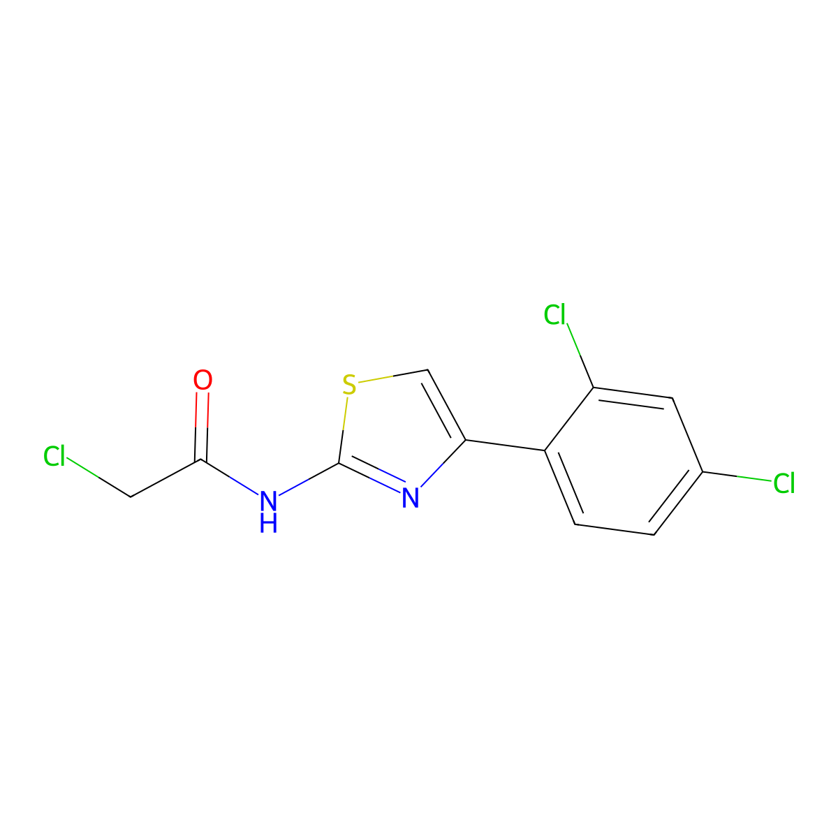 2-chloro-N-[4-(2,4-dichlorophenyl)-1,3-thiazol-2-yl]acetamide molecular structure, CAS 335387-29-6