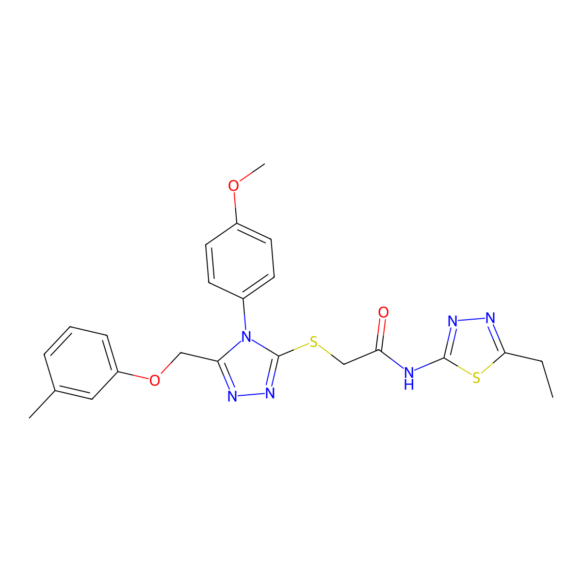 N-(5-ethyl-1,3,4-thiadiazol-2-yl)-2-({4-(4-methoxyphenyl)-5-[(3-methylphenoxy)methyl]-4H-1,2,4-triazol-3-yl}sulfanyl)acetamide molecular structure, CAS 335390-21-1