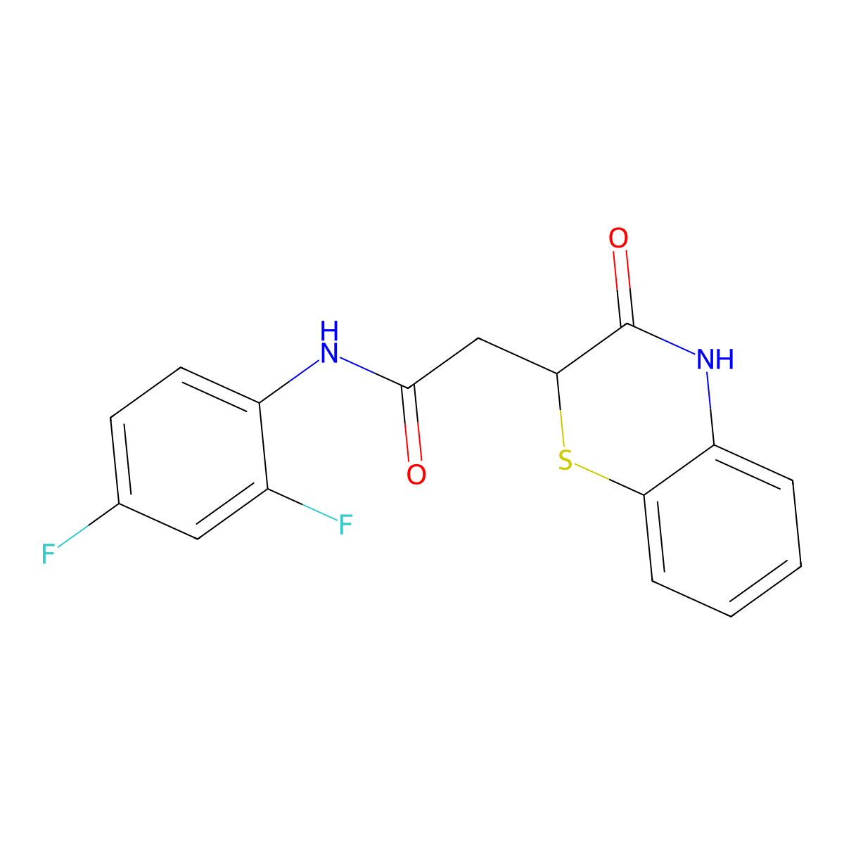 N-(2,4-Difluorophenyl)-2-(3-oxo-3,4-dihydro-2H-1,4-benzothiazin-2-yl)acetamide molecular structure, CAS 335390-41-5