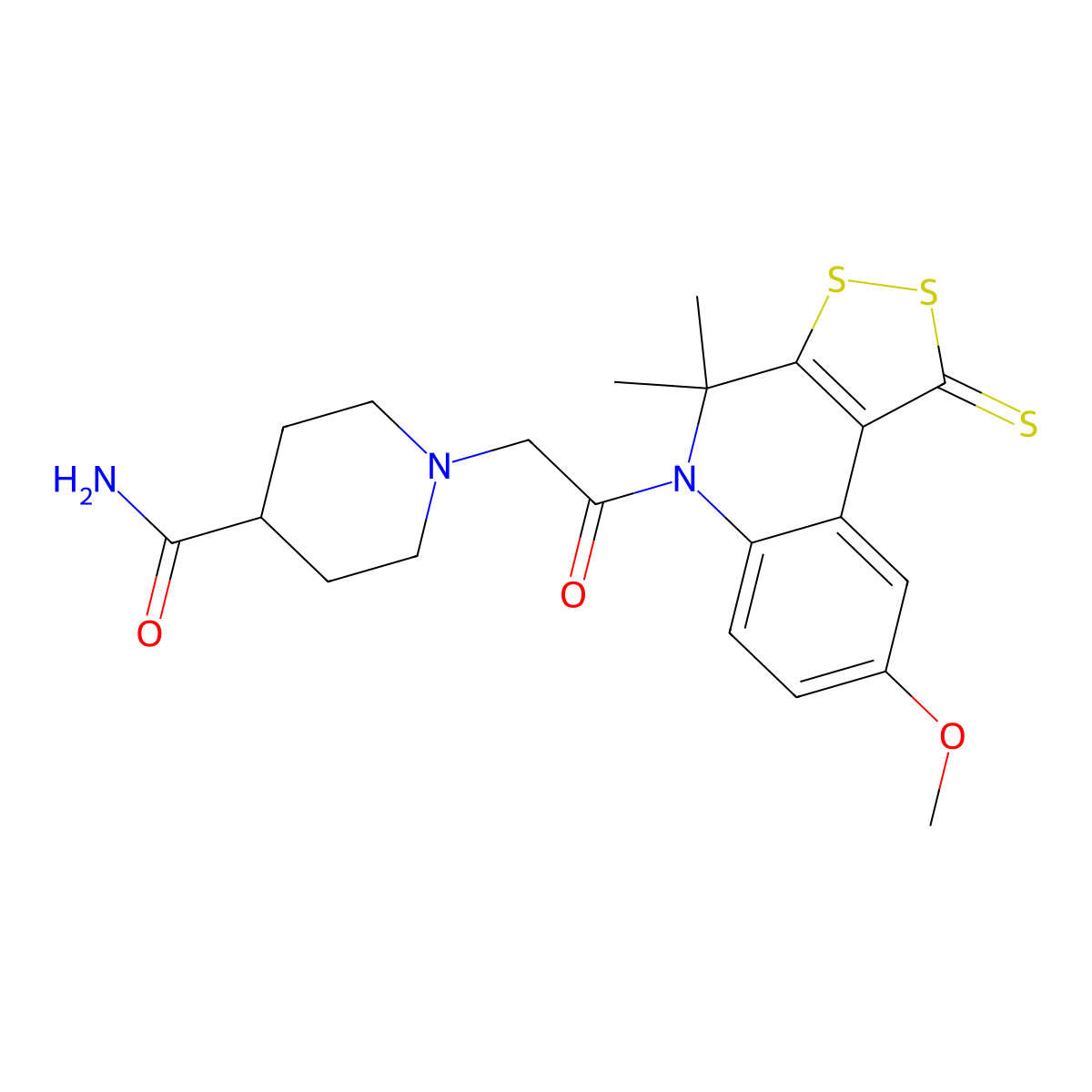 1-[2-(8-Methoxy-4,4-dimethyl-1-sulfanylidenedithiolo[3,4-c]quinolin-5-yl)-2-oxoethyl]piperidine-4-carboxamide molecular structure, CAS 335390-49-3
