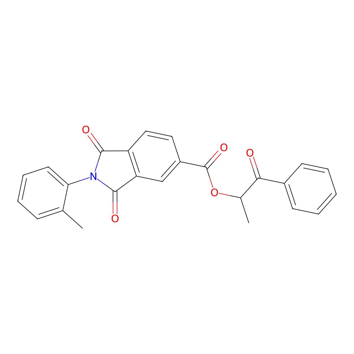 1-oxo-1-phenylpropan-2-yl 2-(2-methylphenyl)-1,3-dioxo-2,3-dihydro-1H-isoindole-5-carboxylate molecular structure, CAS 335390-96-0