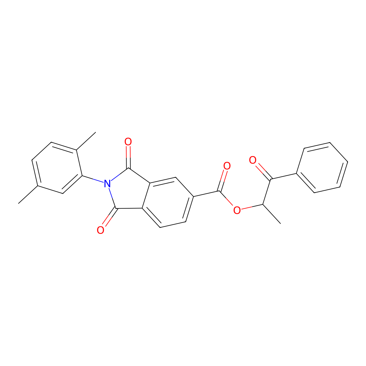 1-Methyl-2-oxo-2-phenylethyl 2-(2,5-dimethylphenyl)-1,3-dioxo-5-isoindolinecarboxylate molecular structure, CAS 335391-03-2
