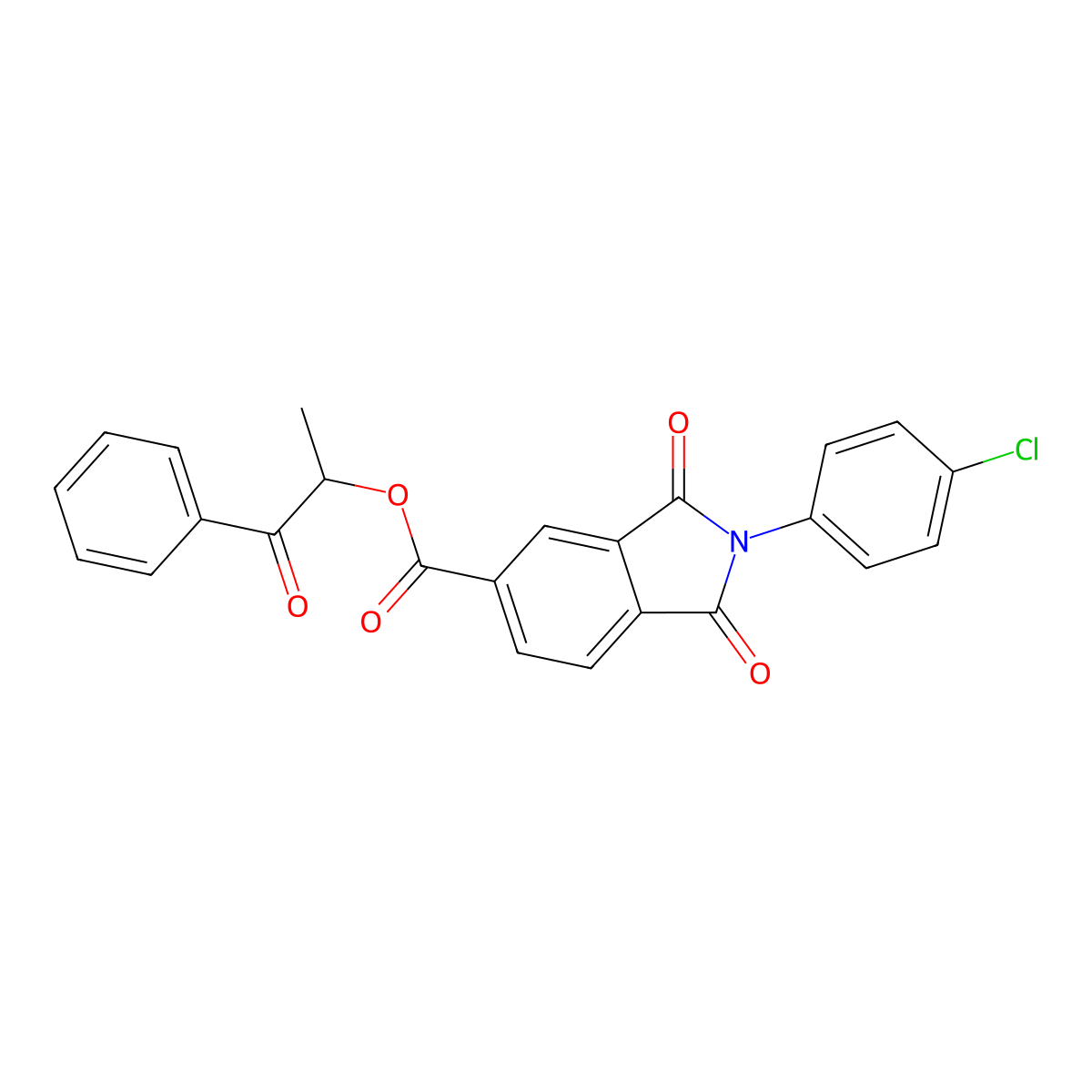 1-Methyl-2-oxo-2-phenylethyl 2-(4-chlorophenyl)-1,3-dioxo-5-isoindolinecarboxylate molecular structure, CAS 335391-07-6