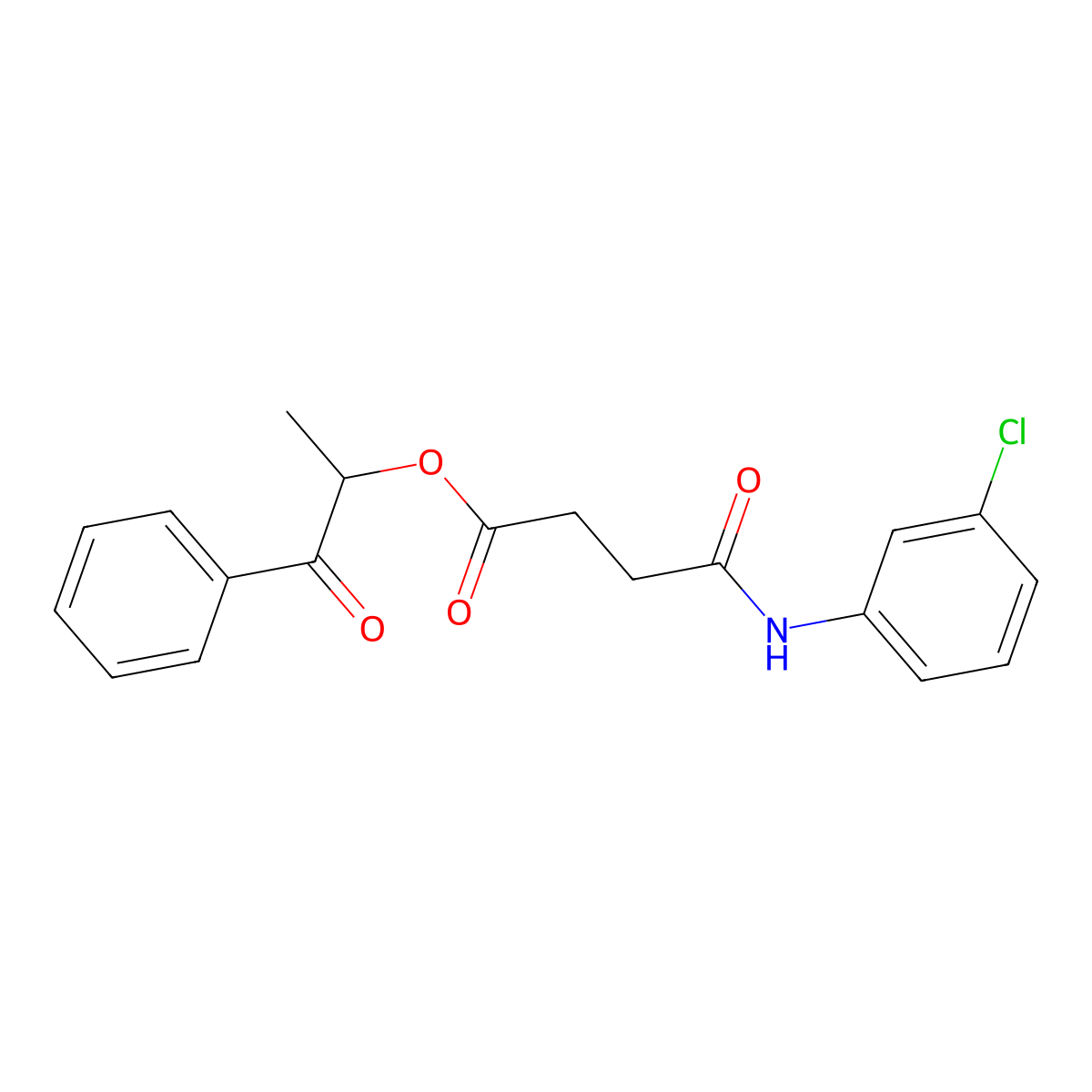 1-Methyl-2-oxo-2-phenylethyl 4-(3-chloroanilino)-4-oxobutanoate molecular structure, CAS 335391-08-7