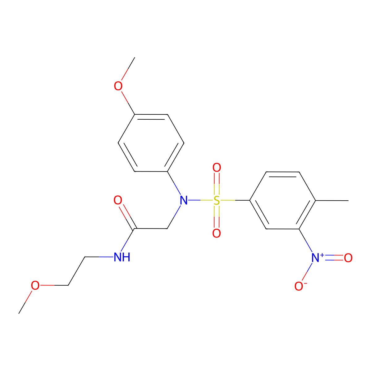 N-(2-methoxyethyl)-2-(4-methoxy-N-(4-methyl-3-nitrophenyl)sulfonylanilino)acetamide molecular structure, CAS 335391-50-9