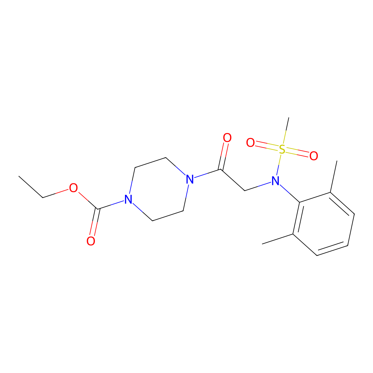 ethyl 4-[N-(2,6-dimethylphenyl)-N-(methylsulfonyl)glycyl]piperazine-1-carboxylate molecular structure, CAS 335391-56-5