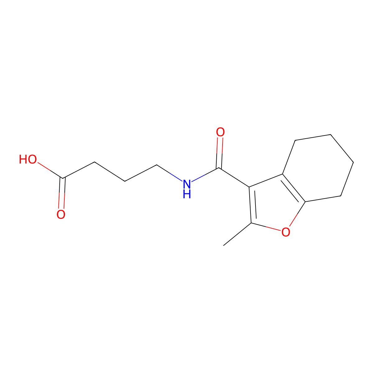 4-[(2-Methyl-4,5,6,7-Tetrahydro-Benzofuran-3-Carbonyl)-Amino]-Butyric Acid molecular structure, CAS 335391-79-2