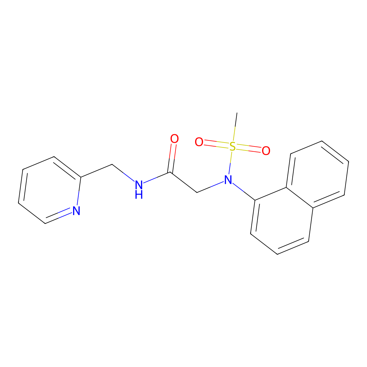 2-[methylsulfonyl(naphthalen-1-yl)amino]-N-(pyridin-2-ylmethyl)acetamide molecular structure, CAS 335391-93-0