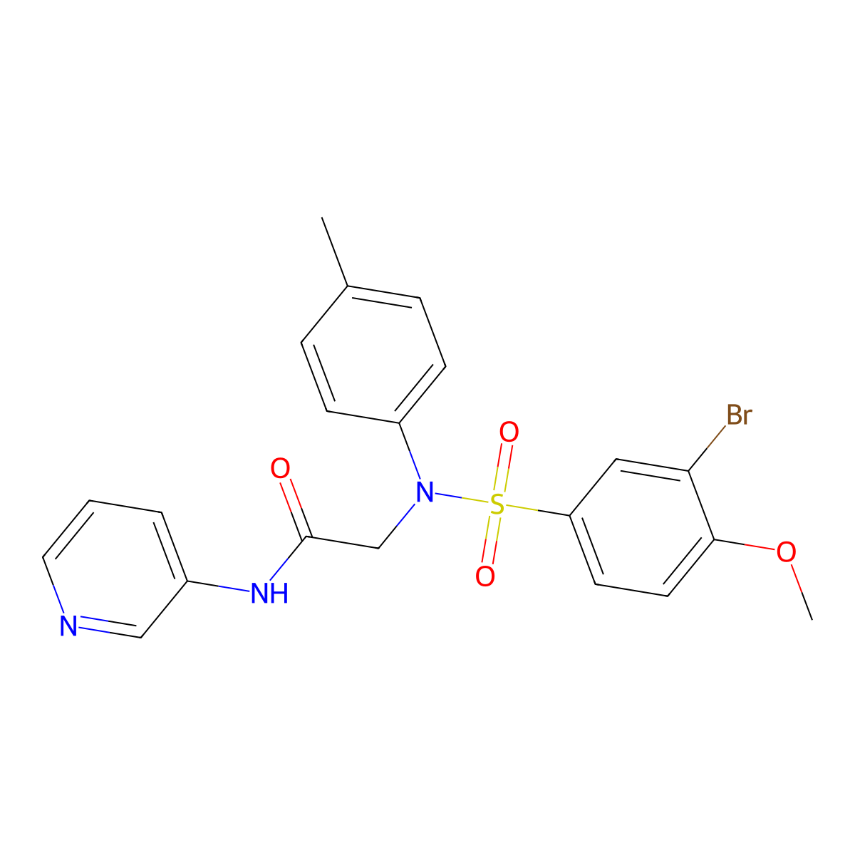 2-(N-(3-bromo-4-methoxyphenyl)sulfonyl-4-methylanilino)-N-pyridin-3-ylacetamide molecular structure, CAS 335392-30-8