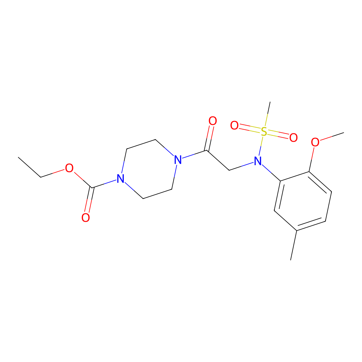 ethyl 4-[N-(2-methoxy-5-methylphenyl)-N-(methylsulfonyl)glycyl]piperazine-1-carboxylate molecular structure, CAS 335392-32-0