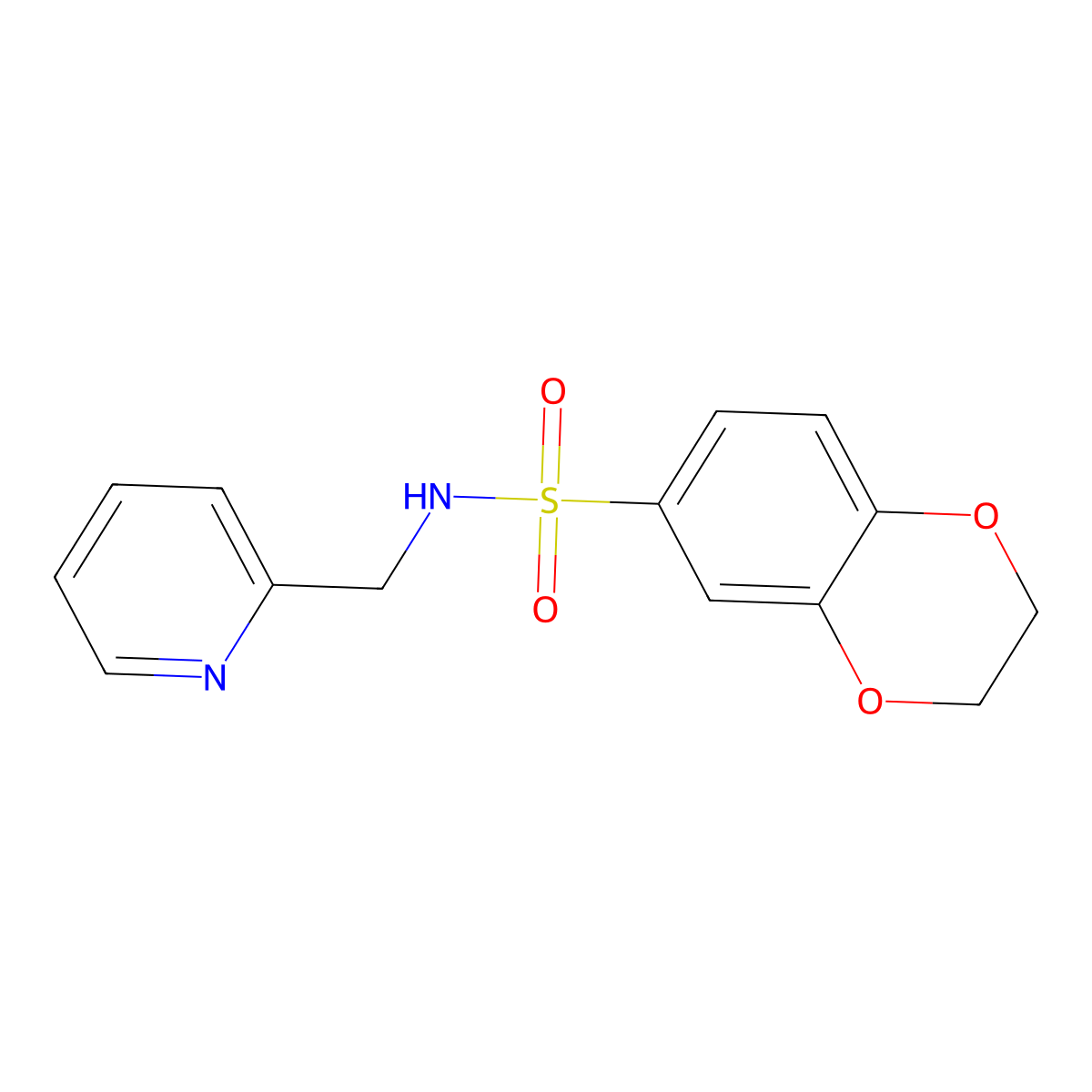 N-(pyridin-2-ylmethyl)-2,3-dihydro-1,4-benzodioxine-6-sulfonamide molecular structure, CAS 335392-34-2