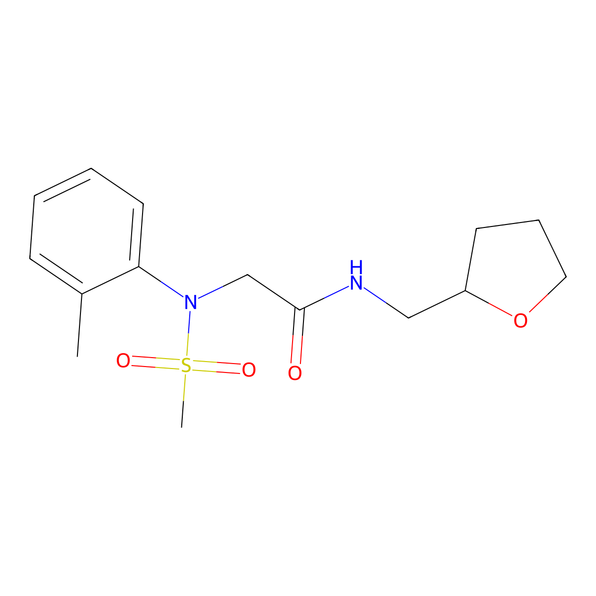 2-(2-methyl-N-methylsulfonylanilino)-N-(oxolan-2-ylmethyl)acetamide molecular structure, CAS 335392-59-1