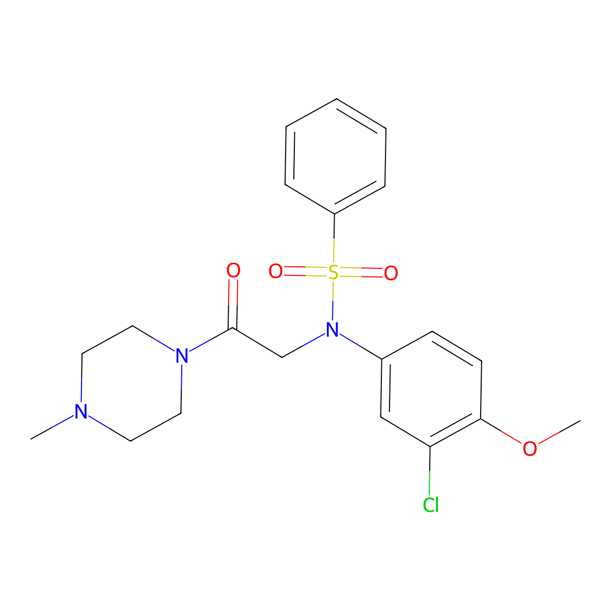 N-(3-chloro-4-methoxyphenyl)-N-[2-(4-methylpiperazin-1-yl)-2-oxoethyl]benzenesulfonamide molecular structure, CAS 335392-77-3